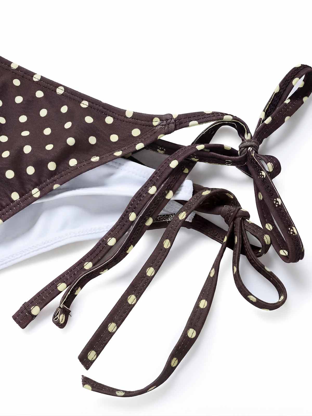 [Pre-Sale] Brown 1950s Polka Dot Halter Bikini Set - Image 6