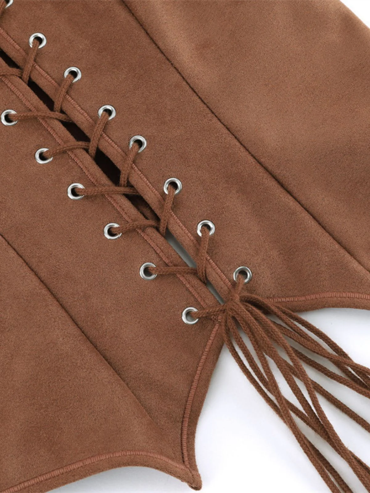 Brown 1950s Suede Lace-Up Corset Vest - Image 4