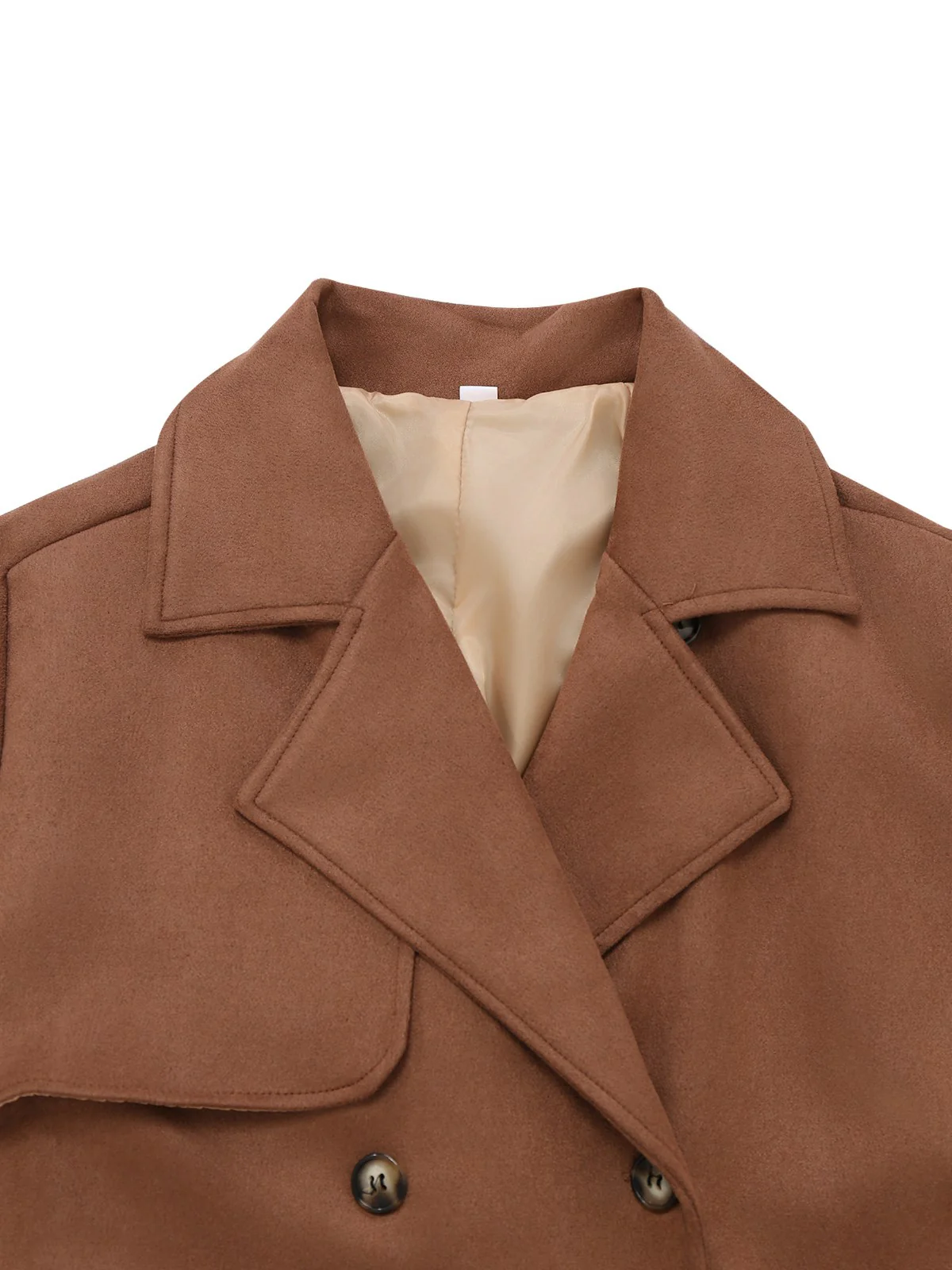 Brown 1950s Suede Lapel Double-Breasted Trench Coat - Image 3