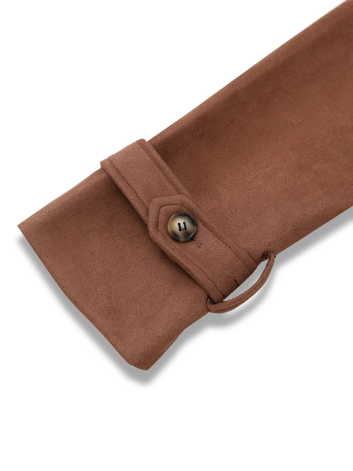 Brown 1950s Suede Lapel Double-Breasted Trench Coat - Image 4