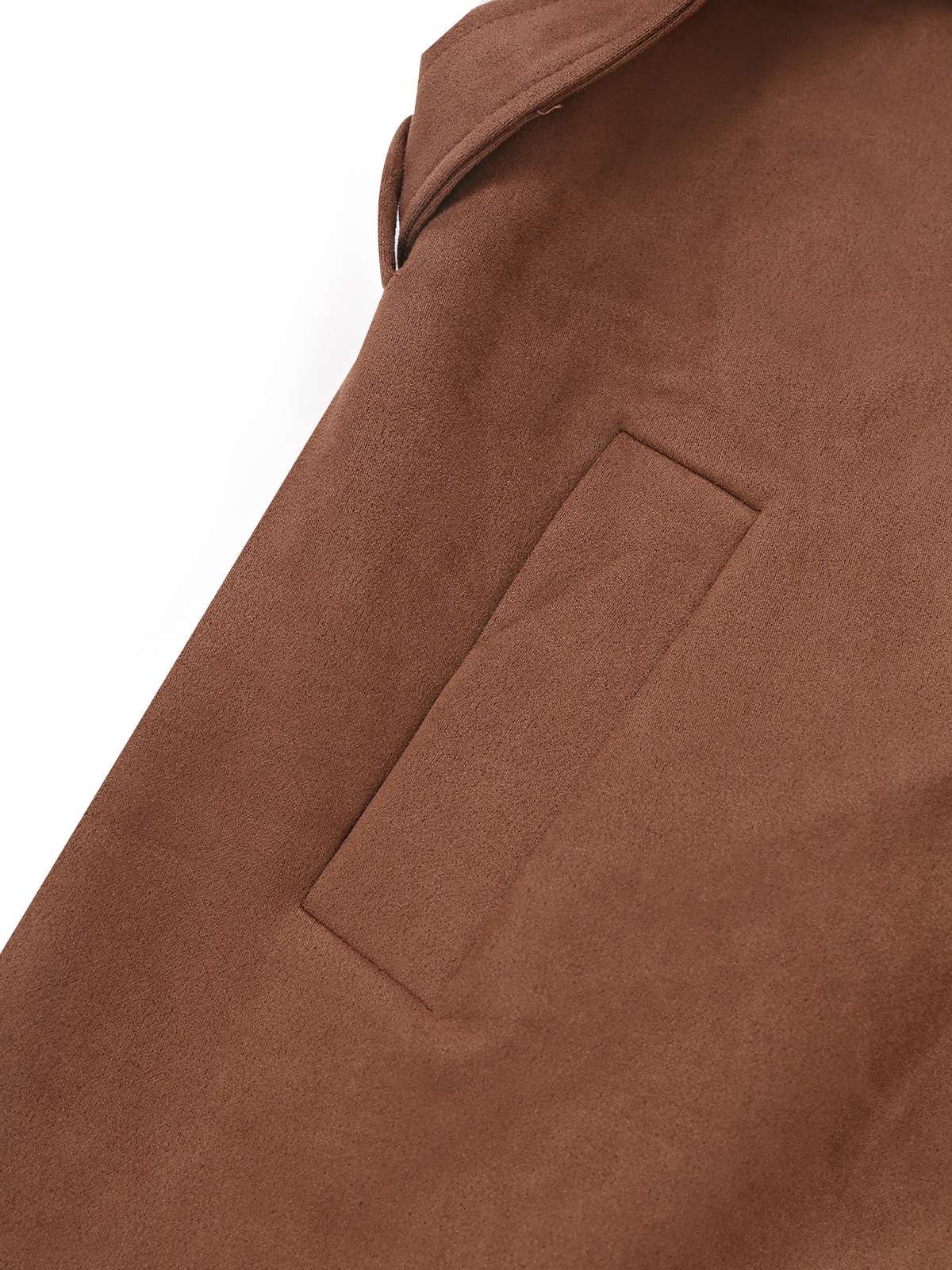 Brown 1950s Suede Lapel Double-Breasted Trench Coat - Image 5