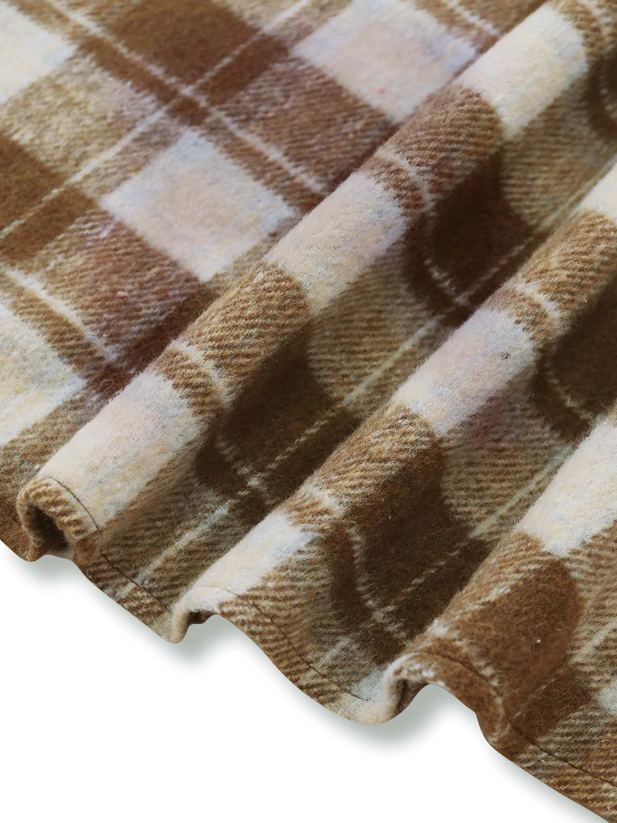Brown 1950s Tie-Neck Knit Plaid Dress - Image 9