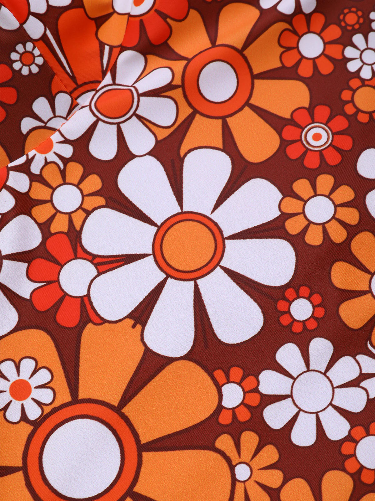 Brown 1960s Bohemian Psychedelic Floral One-Piece Swimsuit - Image 6