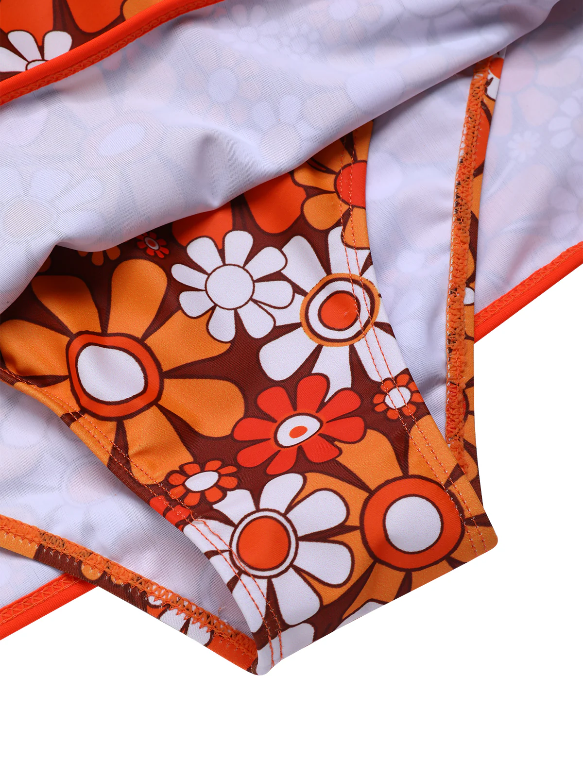 Brown 1960s Bohemian Psychedelic Floral One-Piece Swimsuit - Image 7