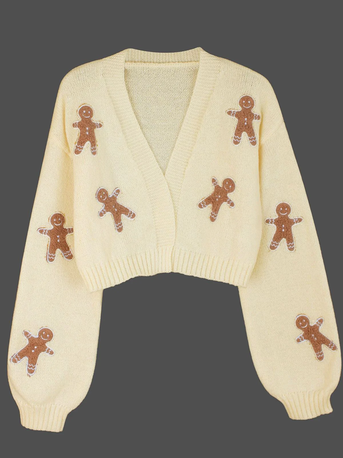 Brown 1960s Christmas Gingerbread Cropped Sweater Cardigan - Image 11