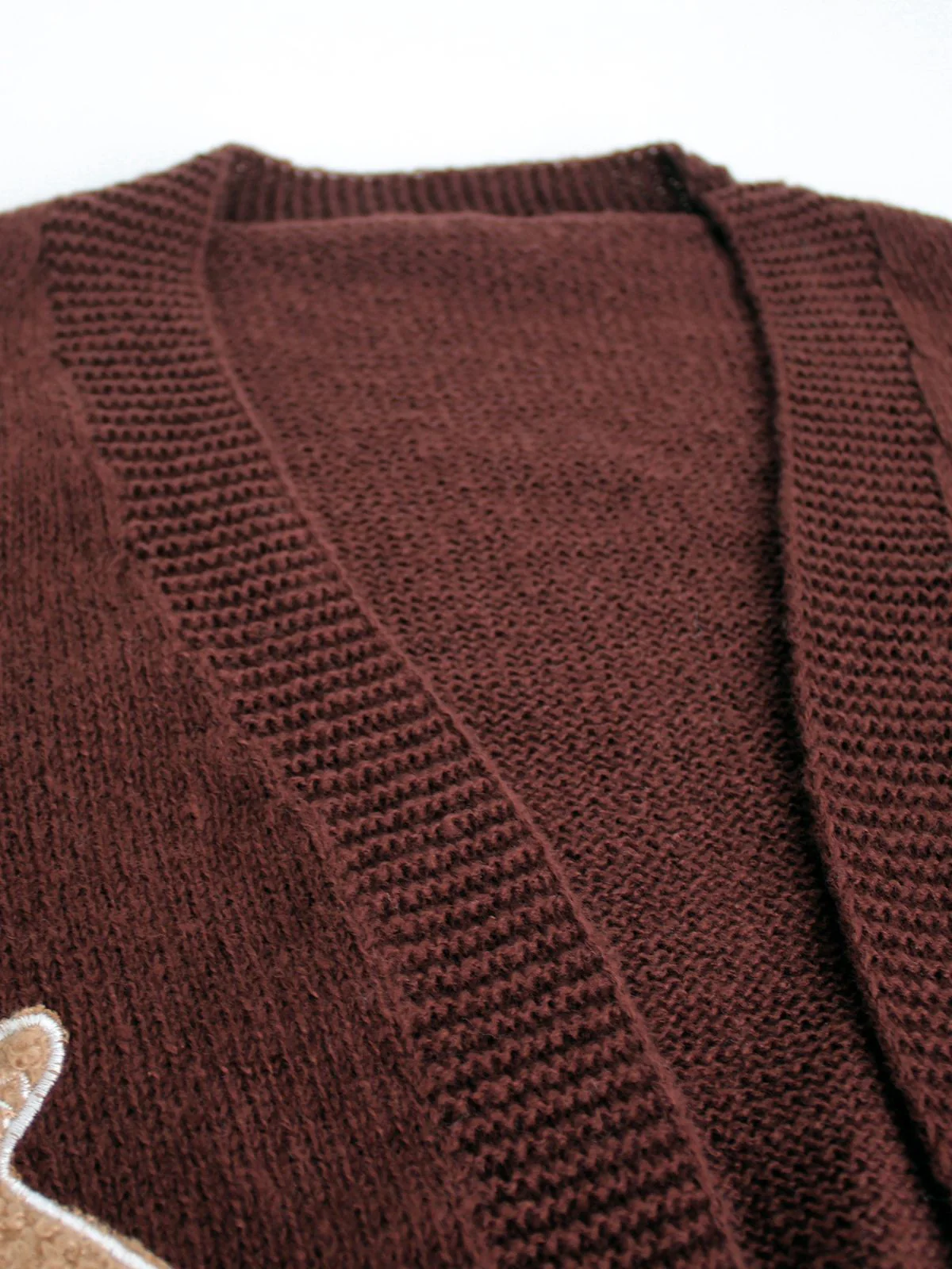 Brown 1960s Christmas Gingerbread Cropped Sweater Cardigan - Image 3