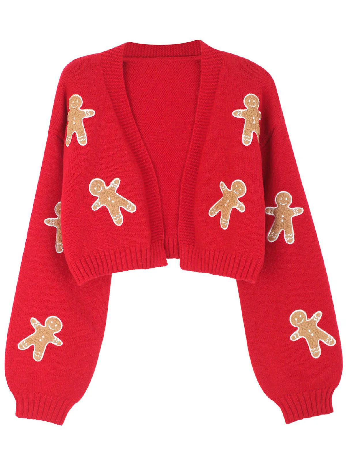 Brown 1960s Christmas Gingerbread Cropped Sweater Cardigan - Image 8
