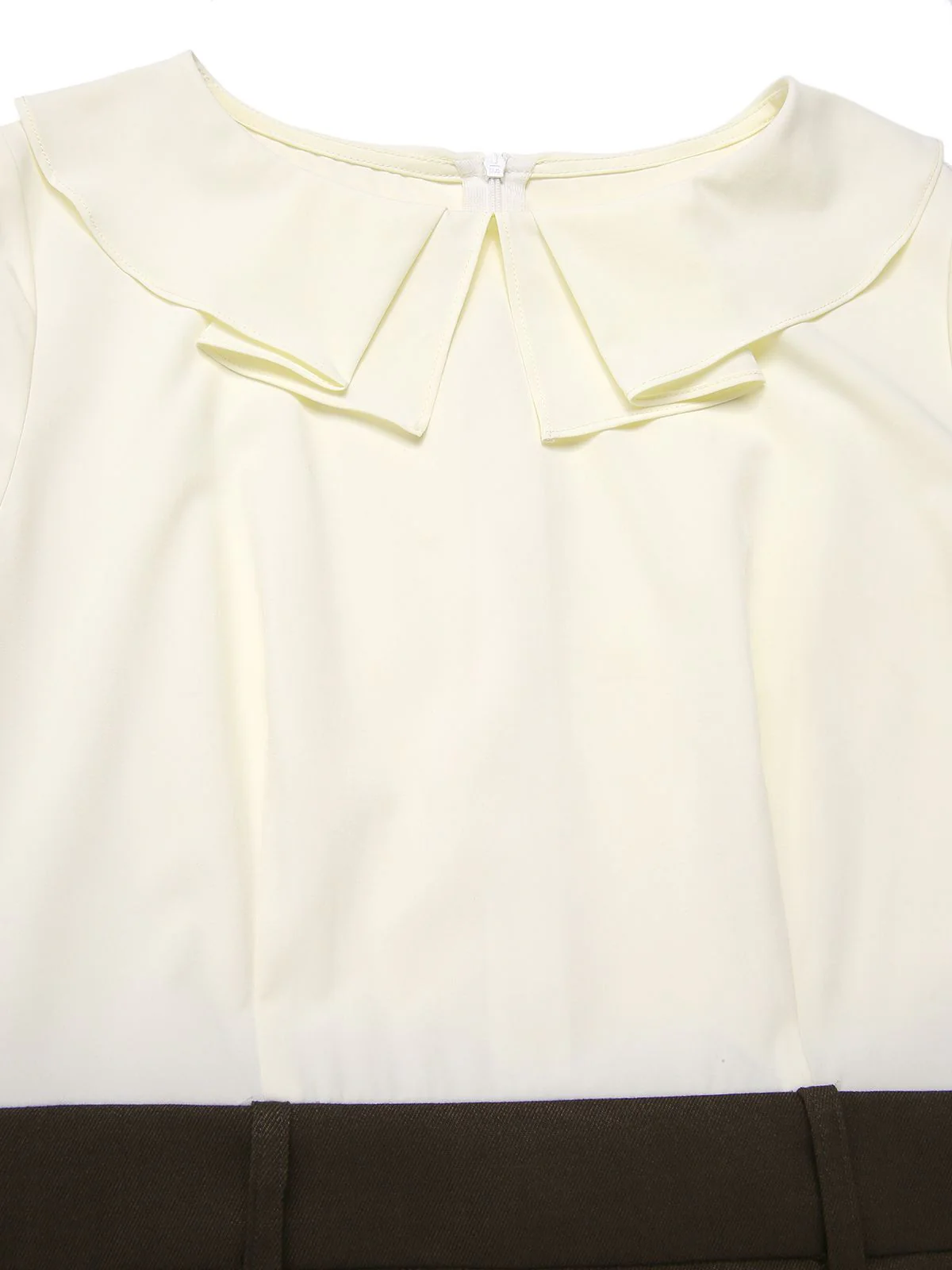 Brown 1960s Contrast Collar Long Sleeve Pencil Dress - Image 5