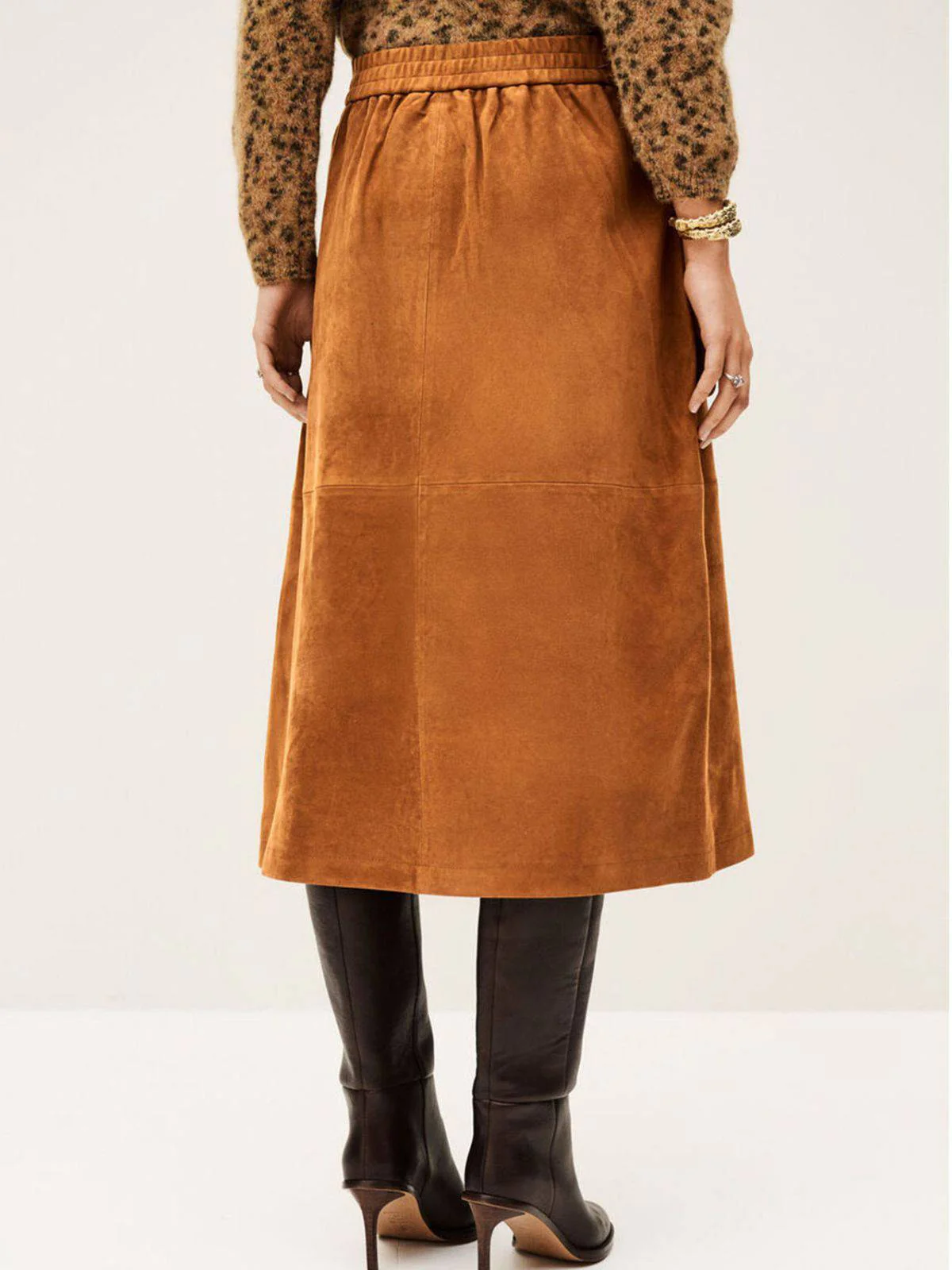 Brown 1960s Corduroy Button Front Pocket Midi Skirt - Image 3