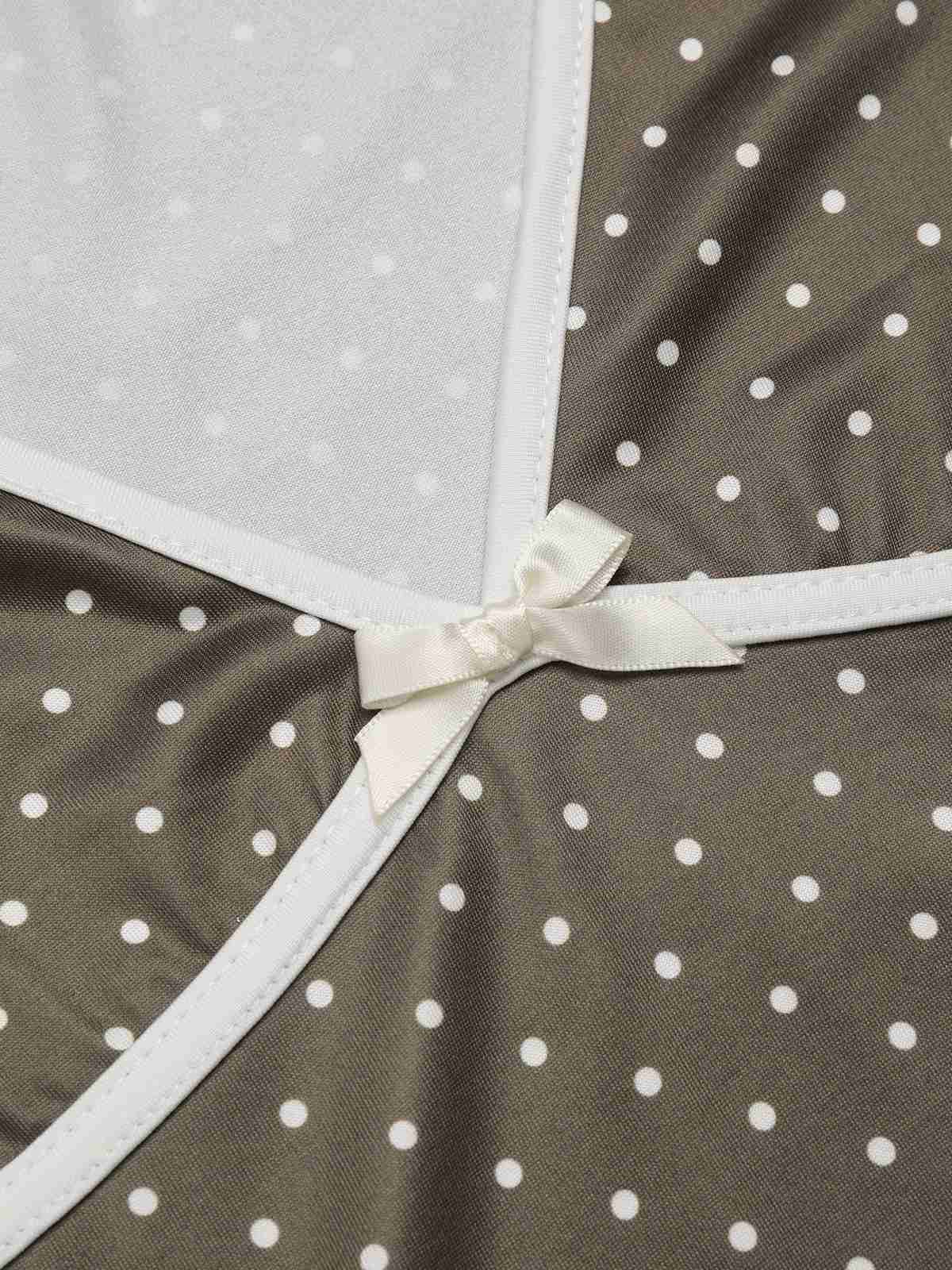 Brown 1960s Deep V-Neck Polka Dots Dress - Image 3