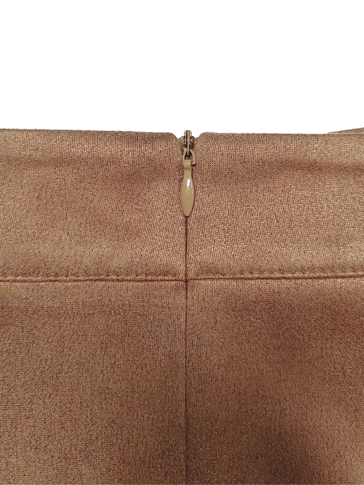 Brown 1960s Faux Suede Fringe Asymmetrical Hem Skirt - Image 5