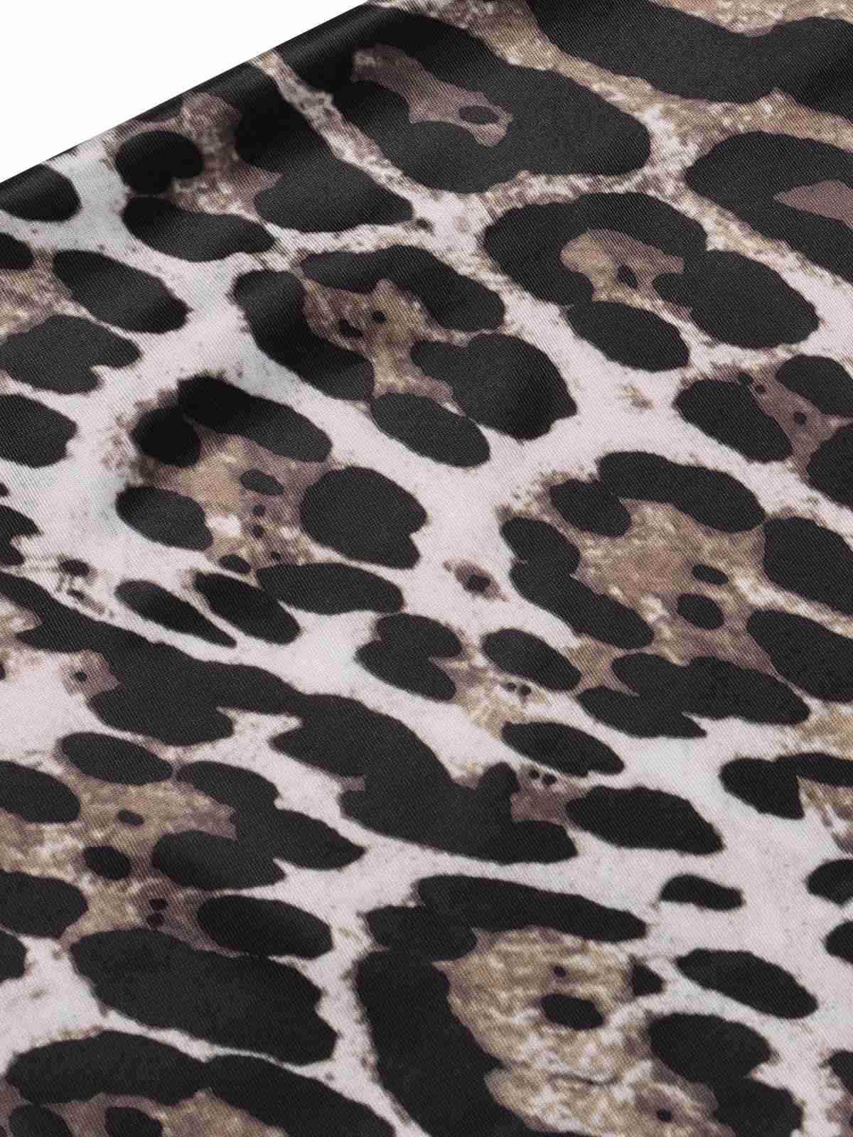 Brown 1960s Leopard Spaghetti Straps Backless Dress - Image 4