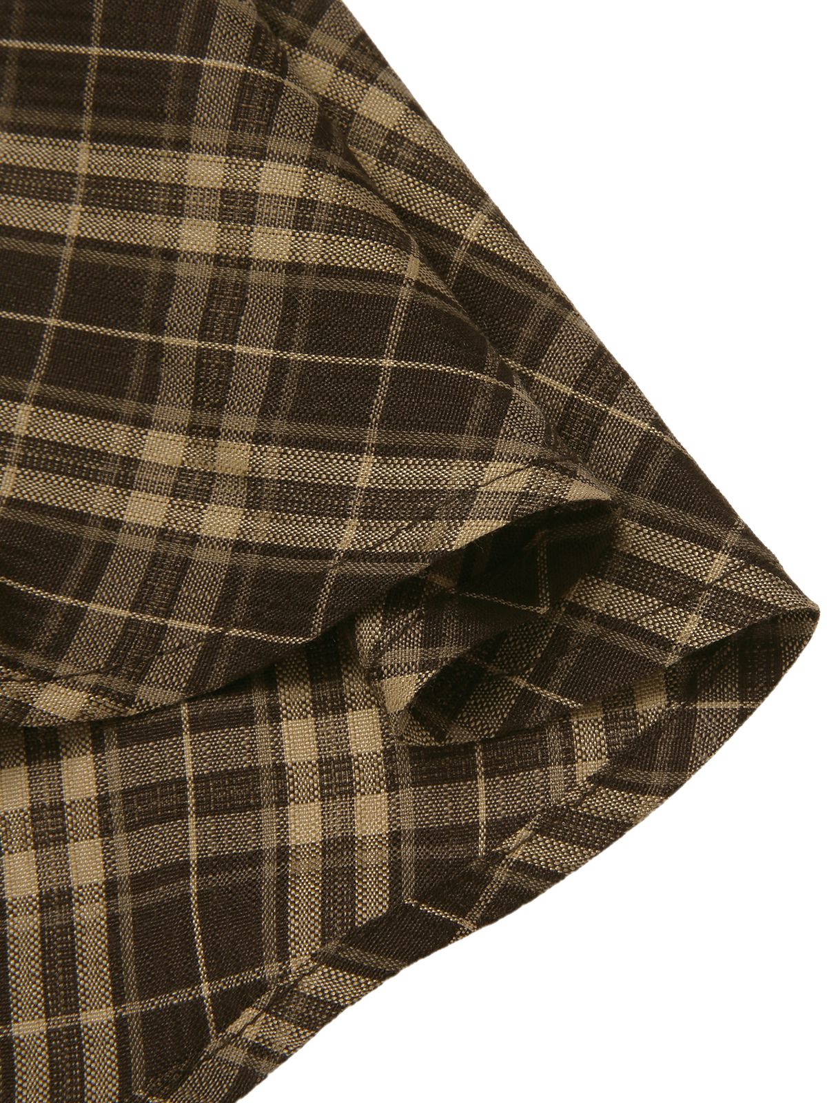 Brown 1960s Plaid Bow Tie Button Swing Dress - Image 8