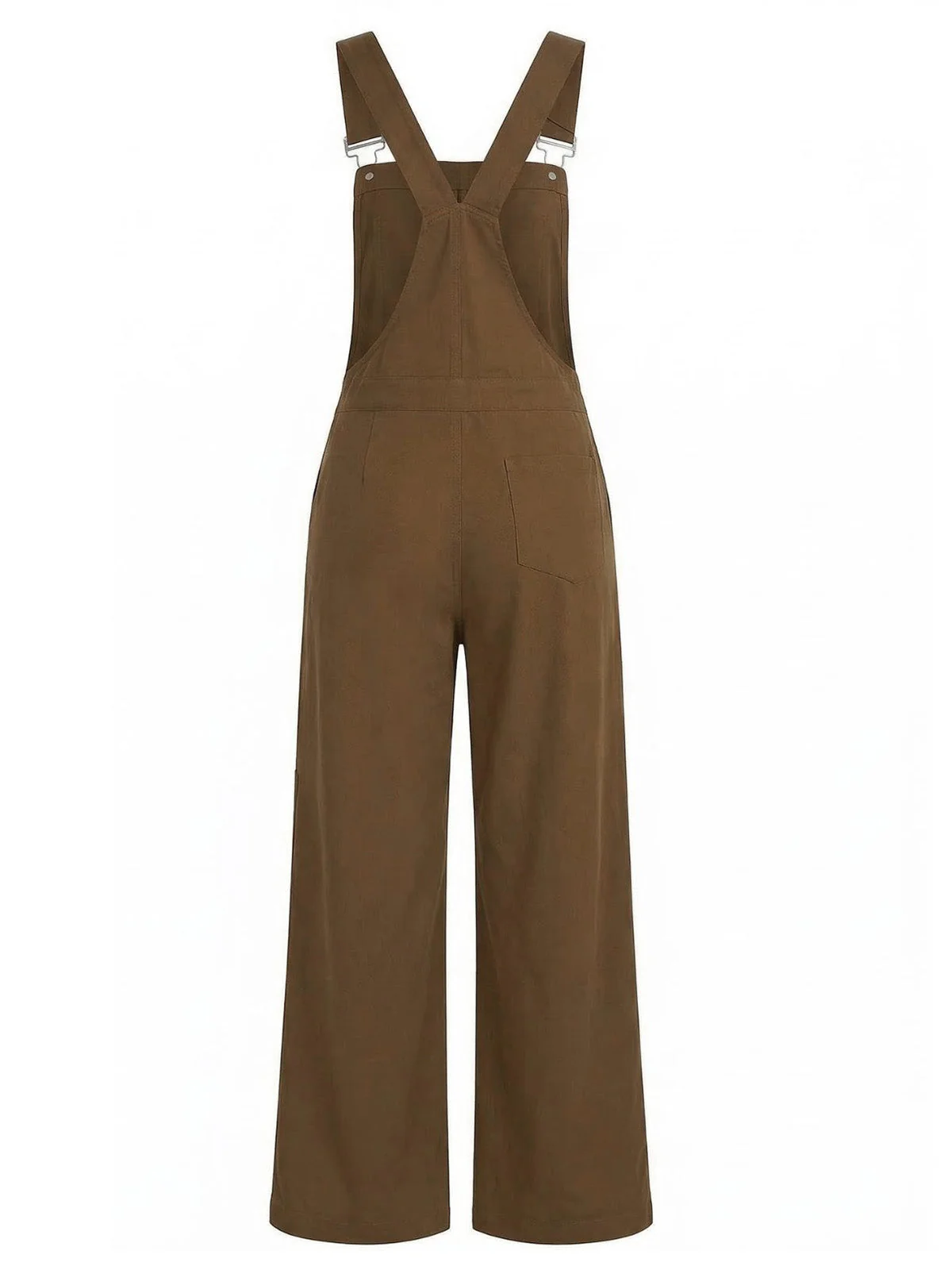 Brown 1960s Pocketed Wide-Leg Cargo Overalls - Image 4