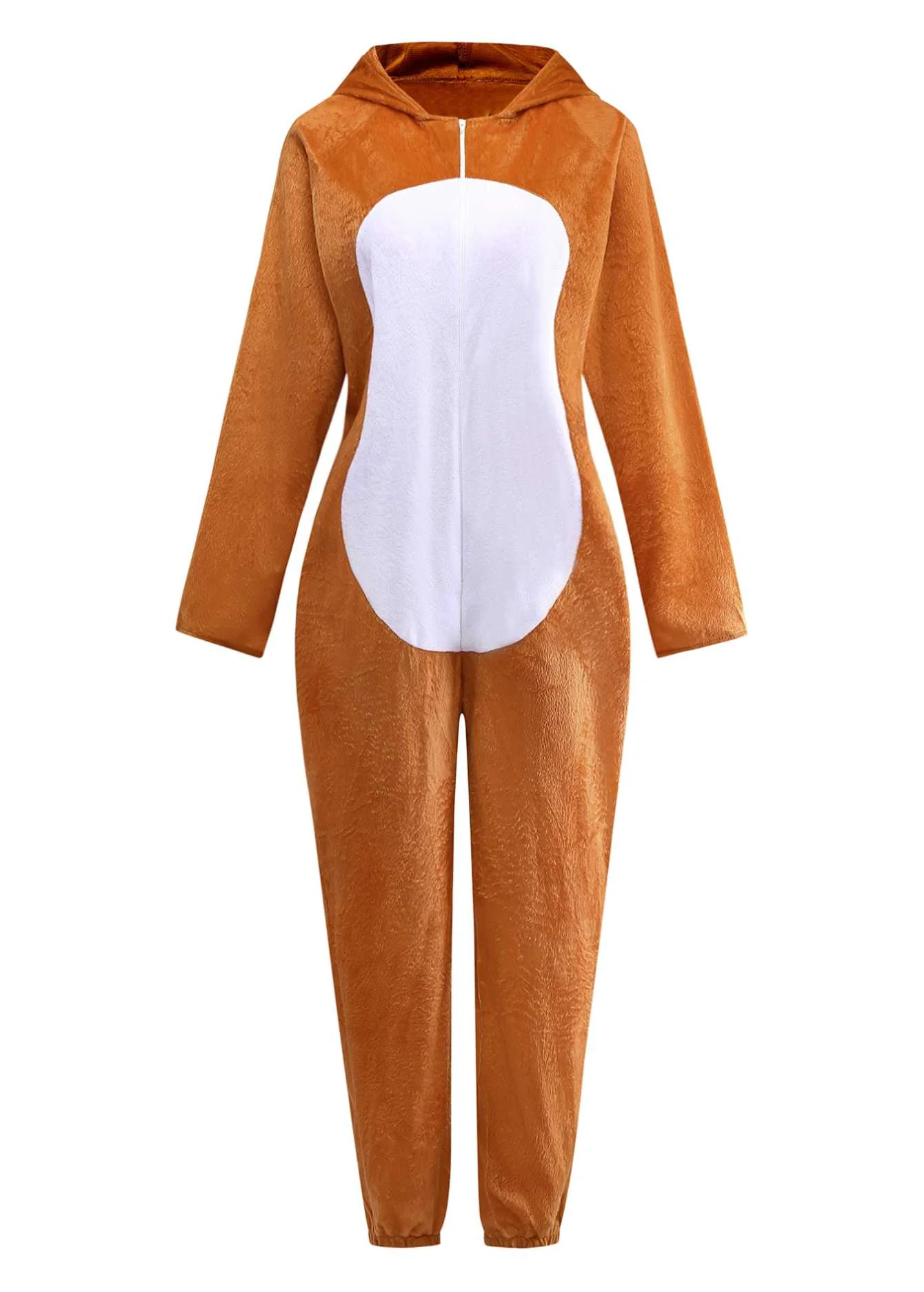 Brown 1970s Christmas Reindeer Cosplay Jumpsuit - Image 2