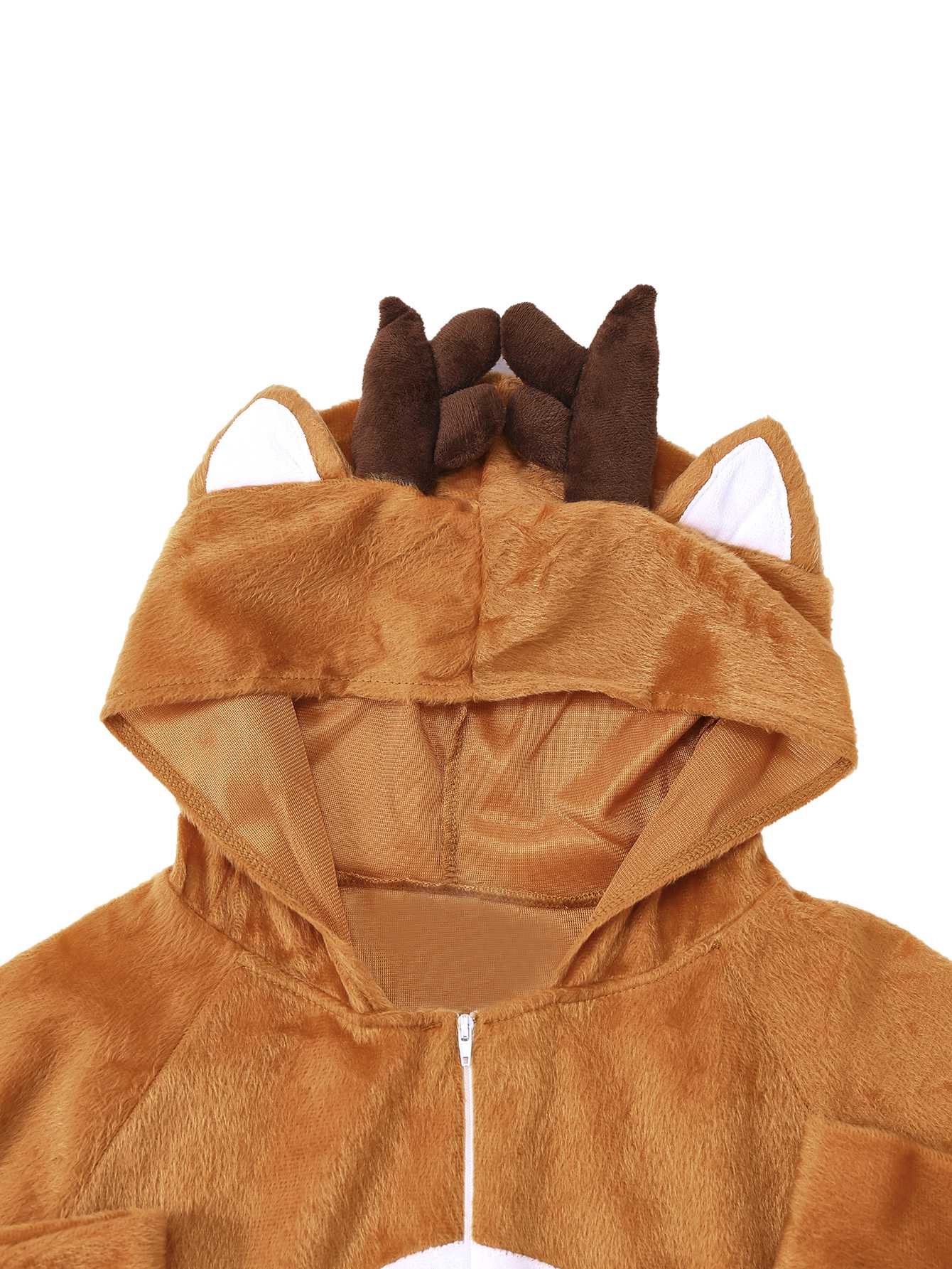 Brown 1970s Christmas Reindeer Cosplay Jumpsuit - Image 4