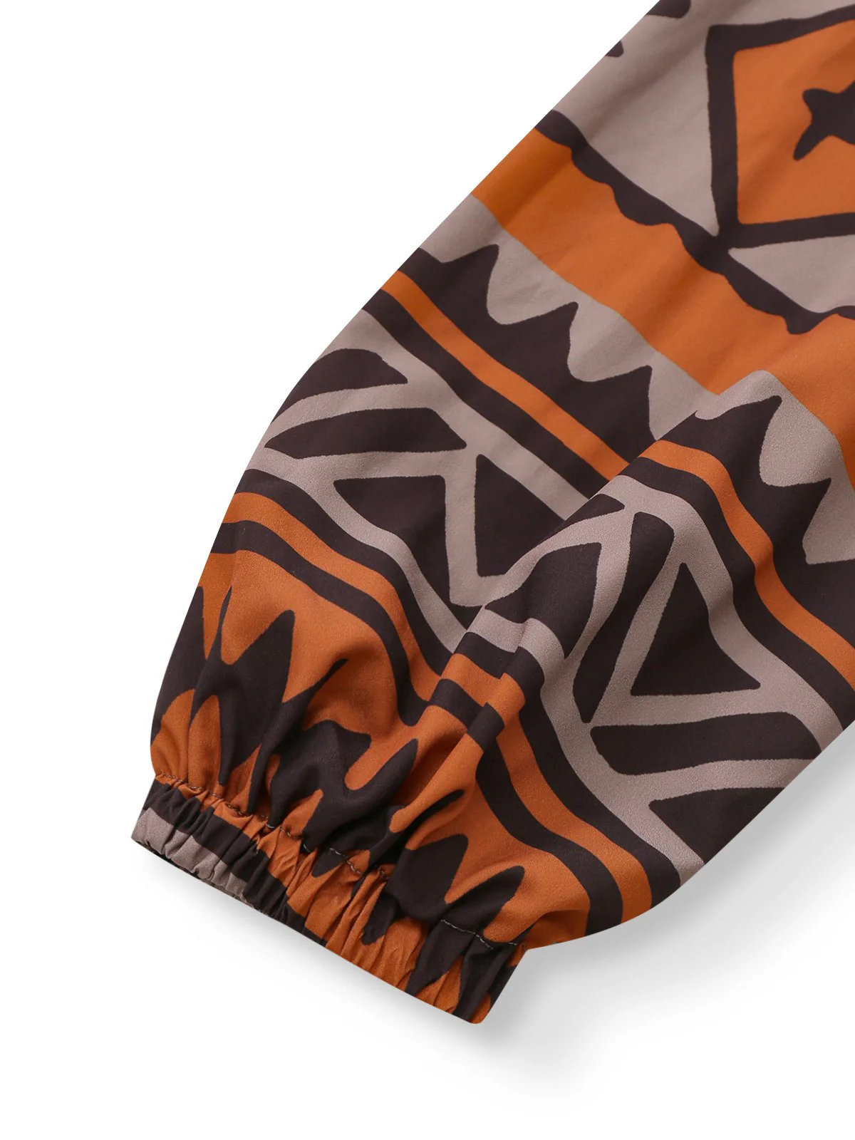 Brown 1970s Deep V-Neck Tirbal Print Boho Dress - Image 5
