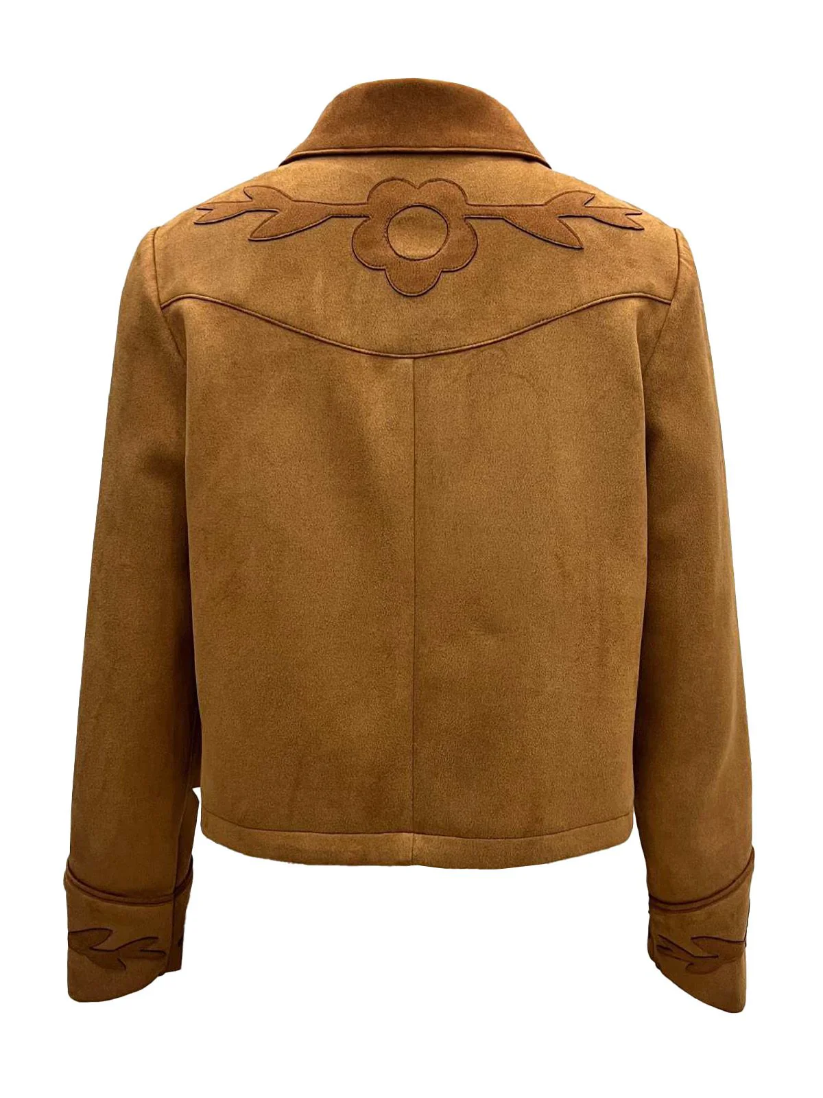 Brown 1970s Floral Suede Button Jacket - Image 2