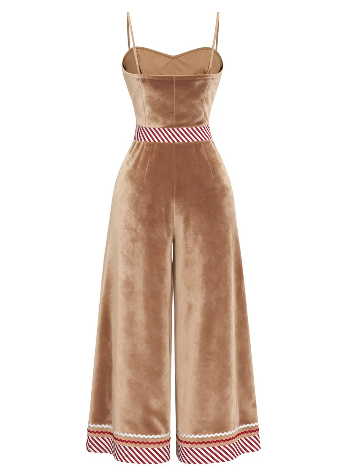 Brown 1970s Gingerbread Velvet Strap Jumpsuit - Image 3