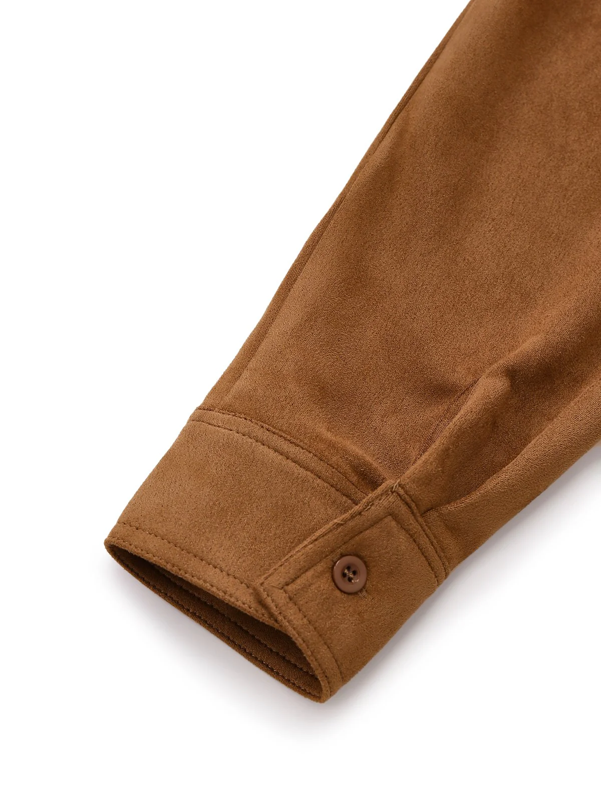 Brown 1970s Lapel Floral Embroidered Faux-Suede Dress - Image 5