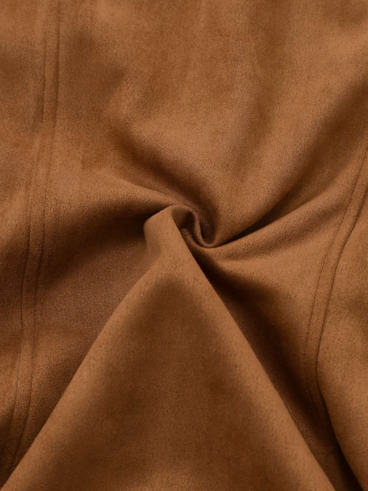 Brown 1970s Lapel Floral Embroidered Faux-Suede Dress - Image 6