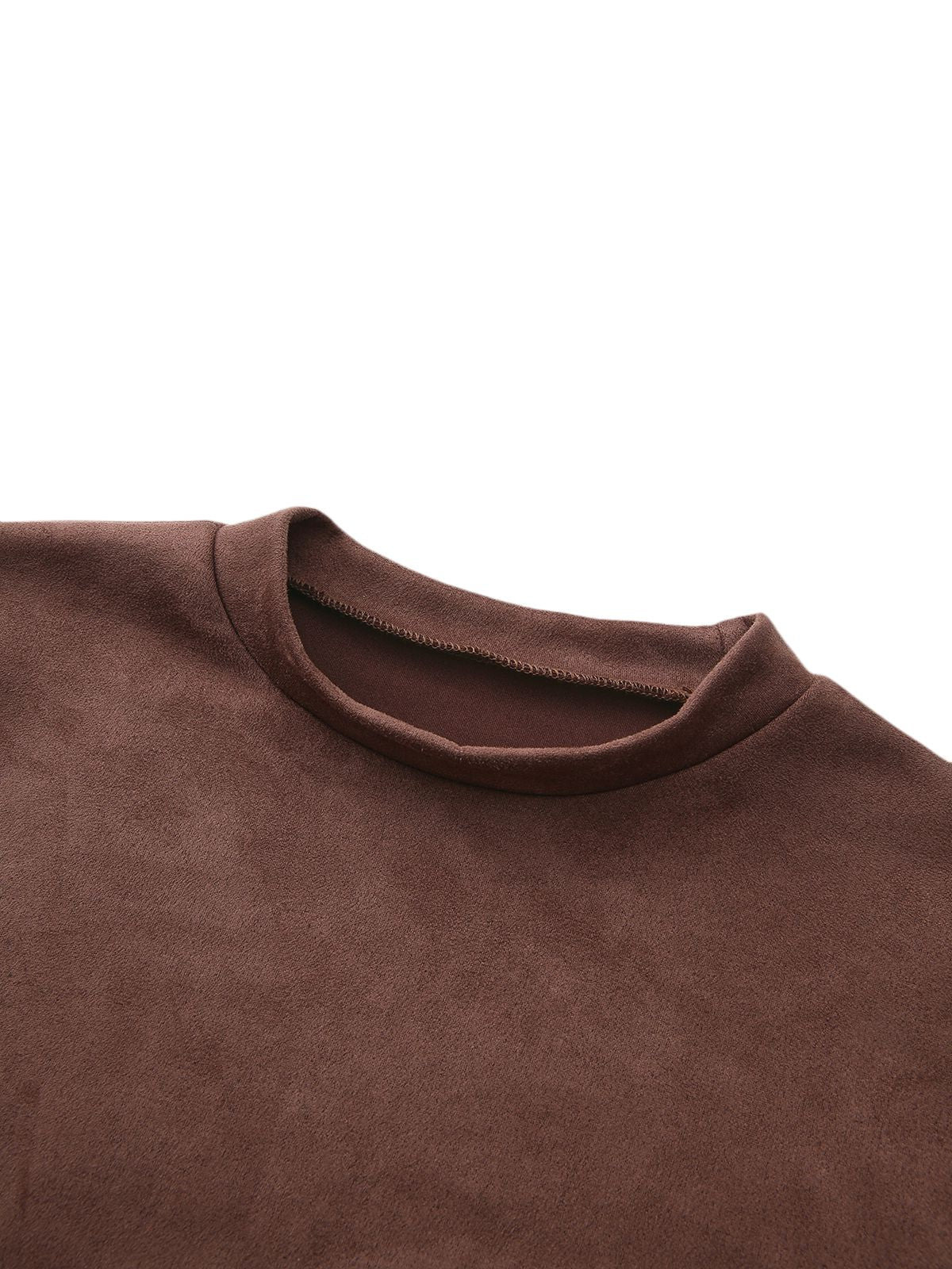 Brown 1970s Long Sleeve Round Neck Dress With Belt - Image 4