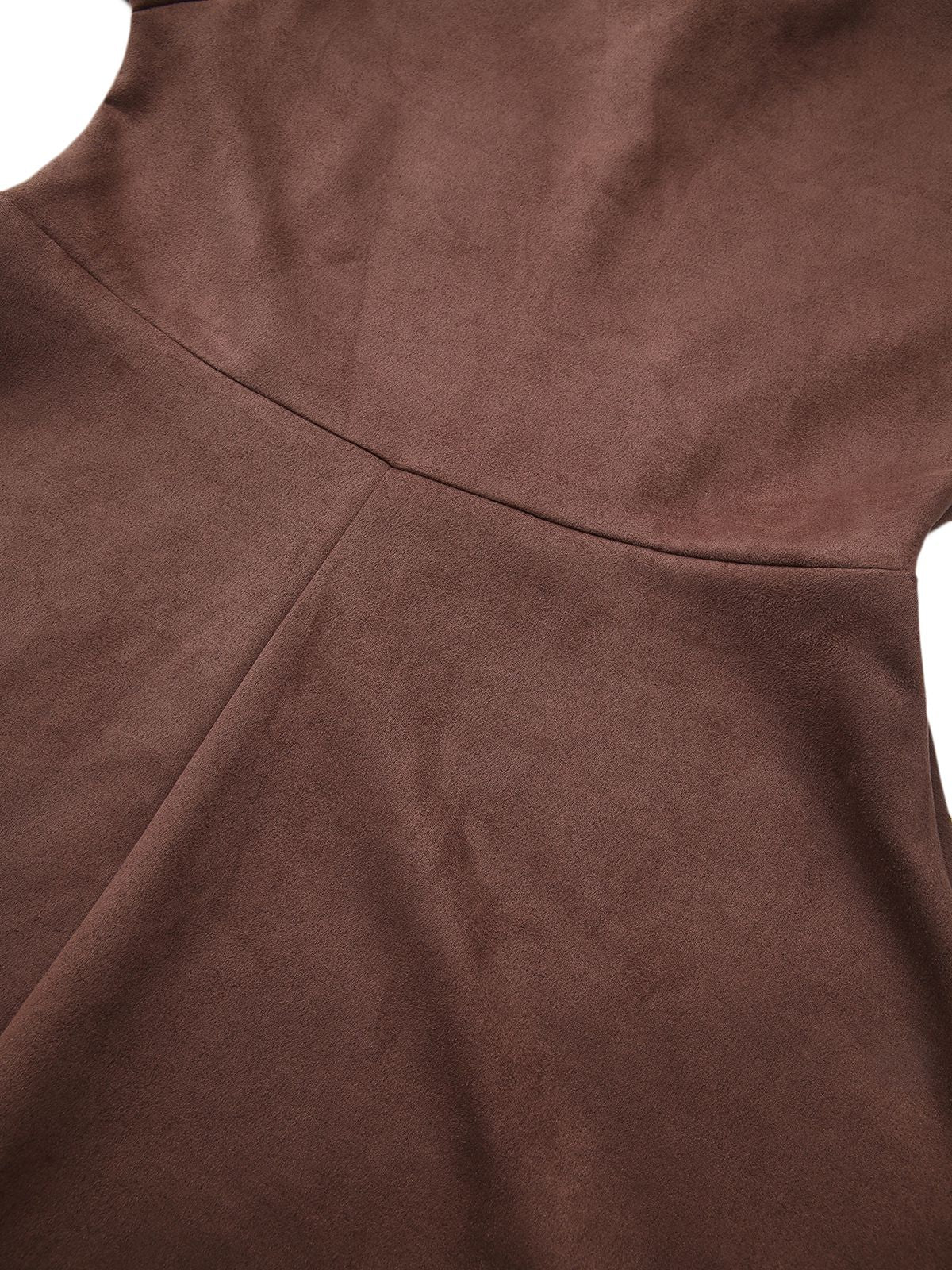 Brown 1970s Long Sleeve Round Neck Dress With Belt - Image 5