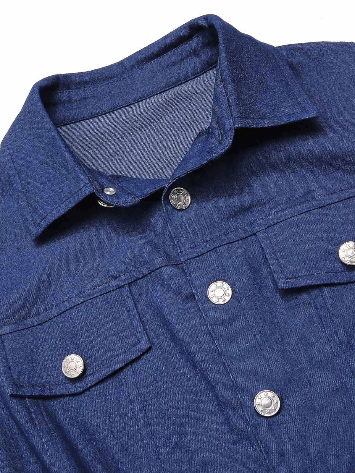 Blue 1970s Solid Cotton Sleeveless Denim Romper - Image 8