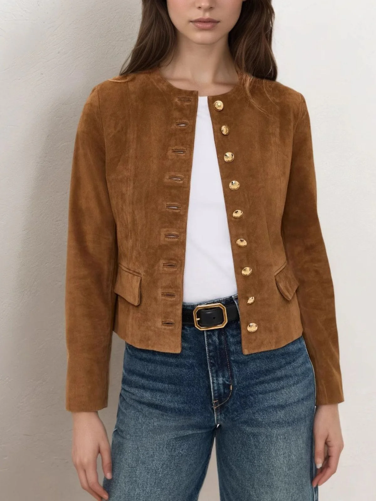 Brown 1970s Suede Button Pocket Jacket - Image 3
