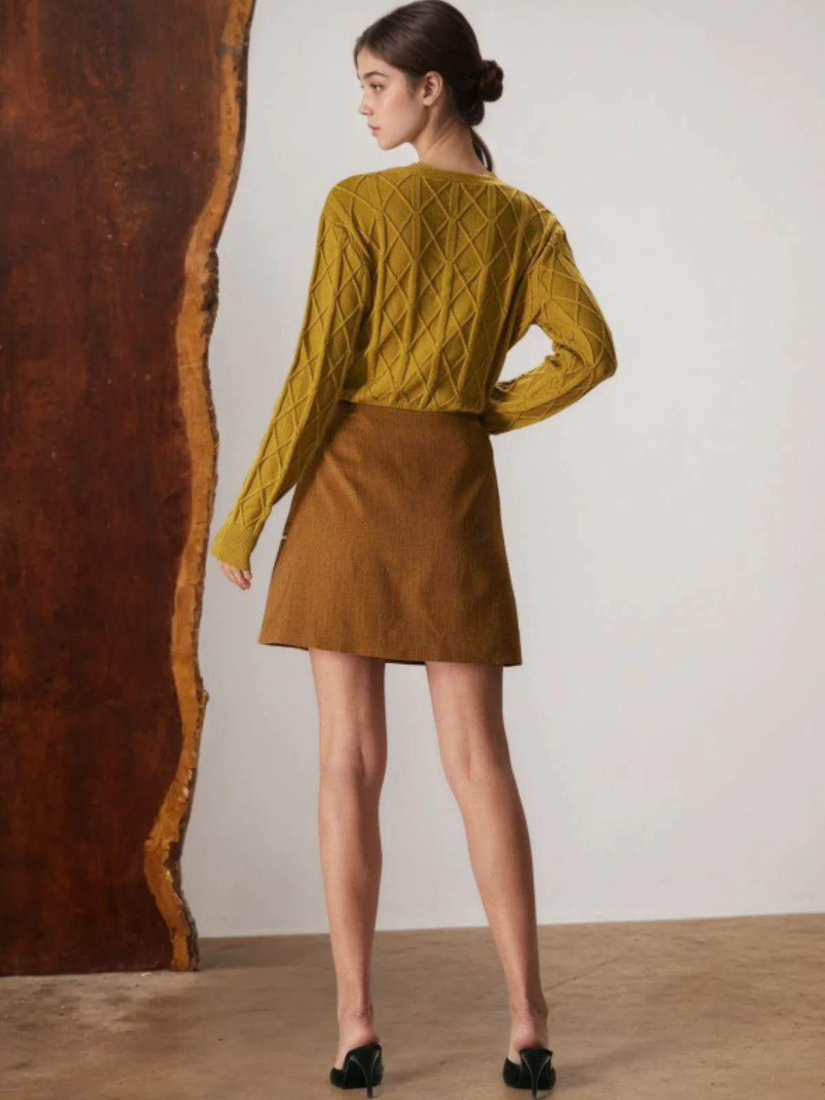 Brown 1980s Button Pocket High Waist A-Line Skirt - Image 6