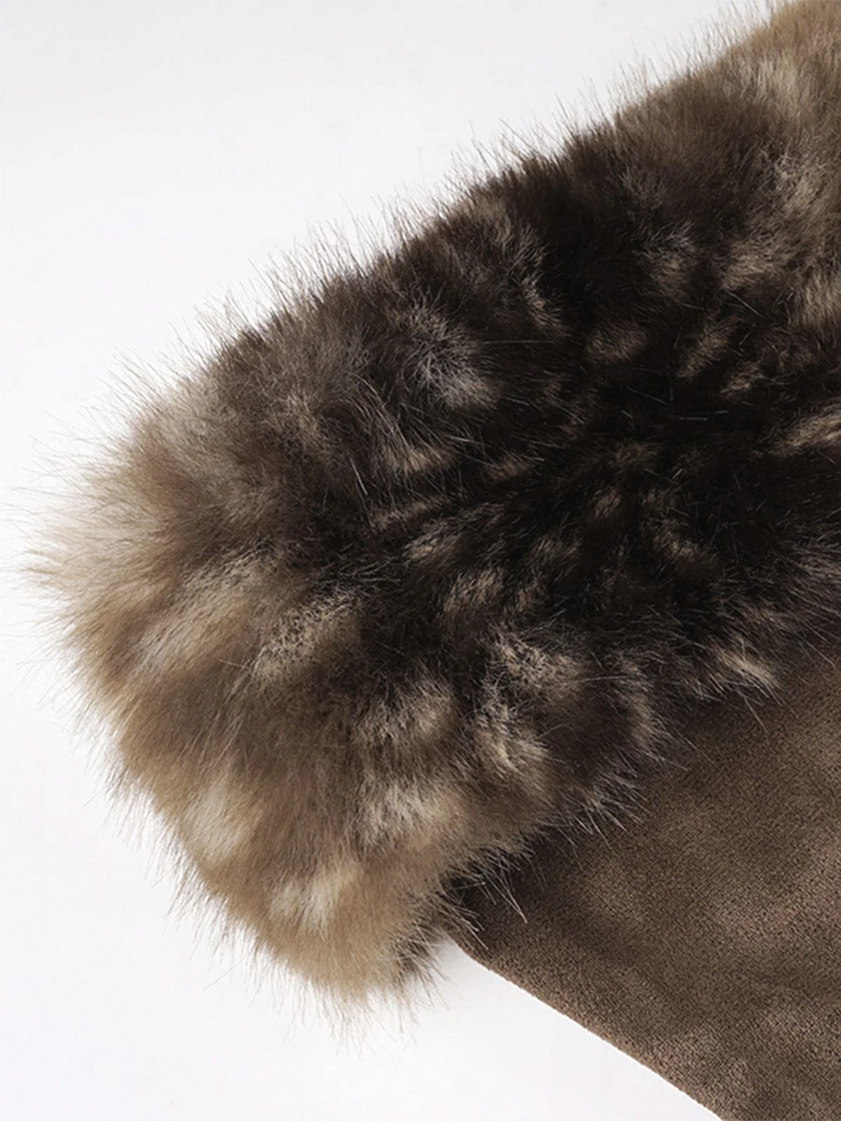 Brown 1980s Deer Faux Fur-Trimmed Crop Top - Image 5