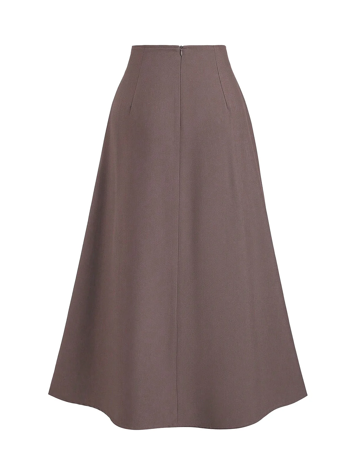Brown 1980s High-Waist Button Pleated Skirt - Image 2