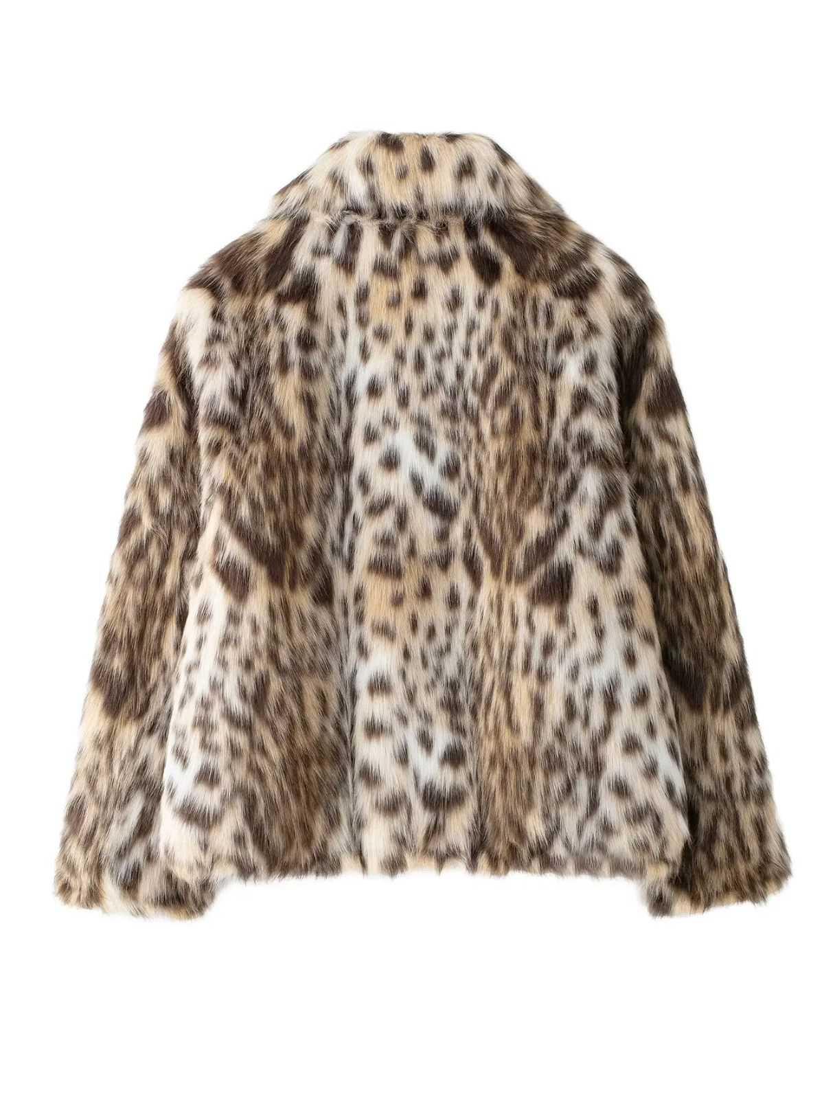 Brown 1980s Leopard Print Faux Fur Coat - Image 3