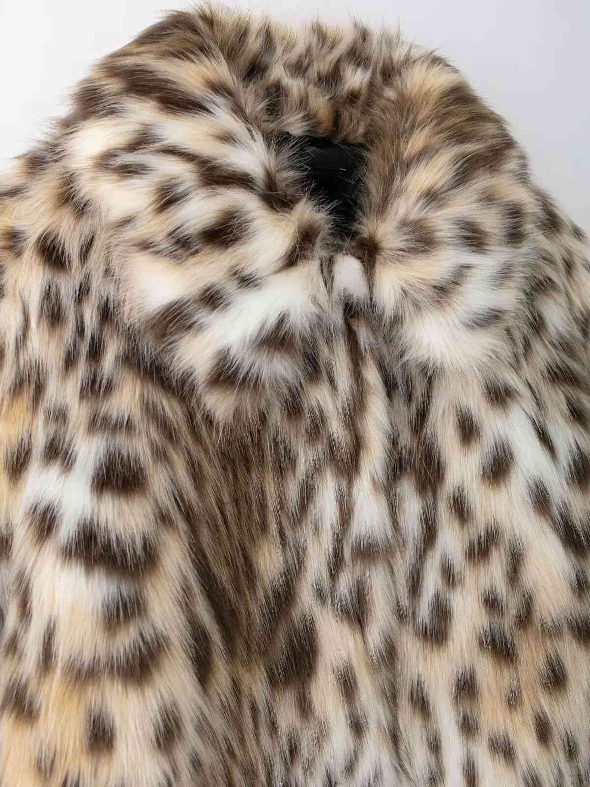 Brown 1980s Leopard Print Faux Fur Coat - Image 4