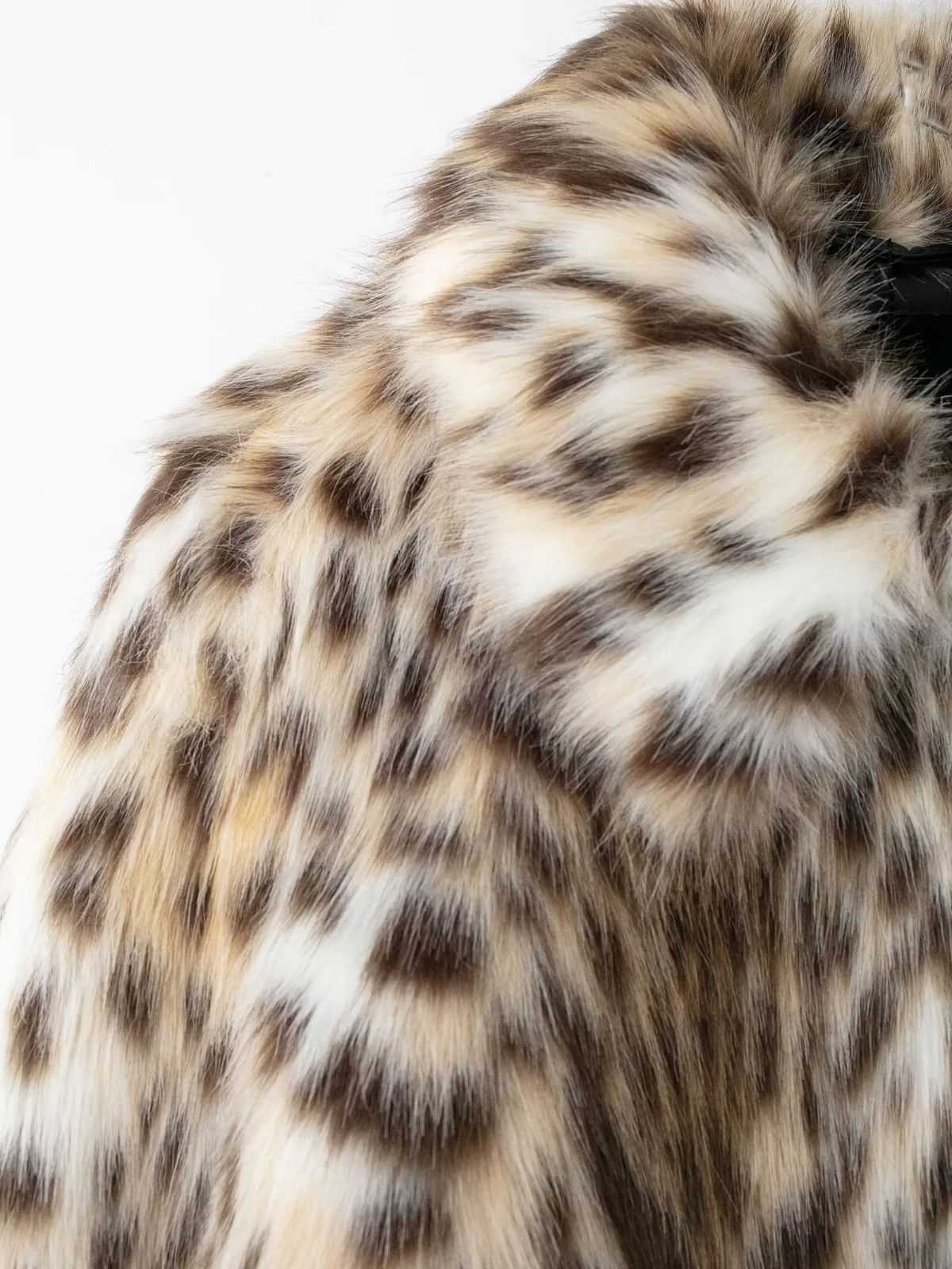 Brown 1980s Leopard Print Faux Fur Coat - Image 5