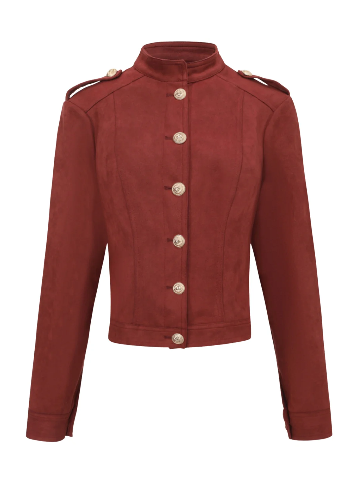 Brown 1980s Stand Collar Suede Cropped Jacket - Image 2