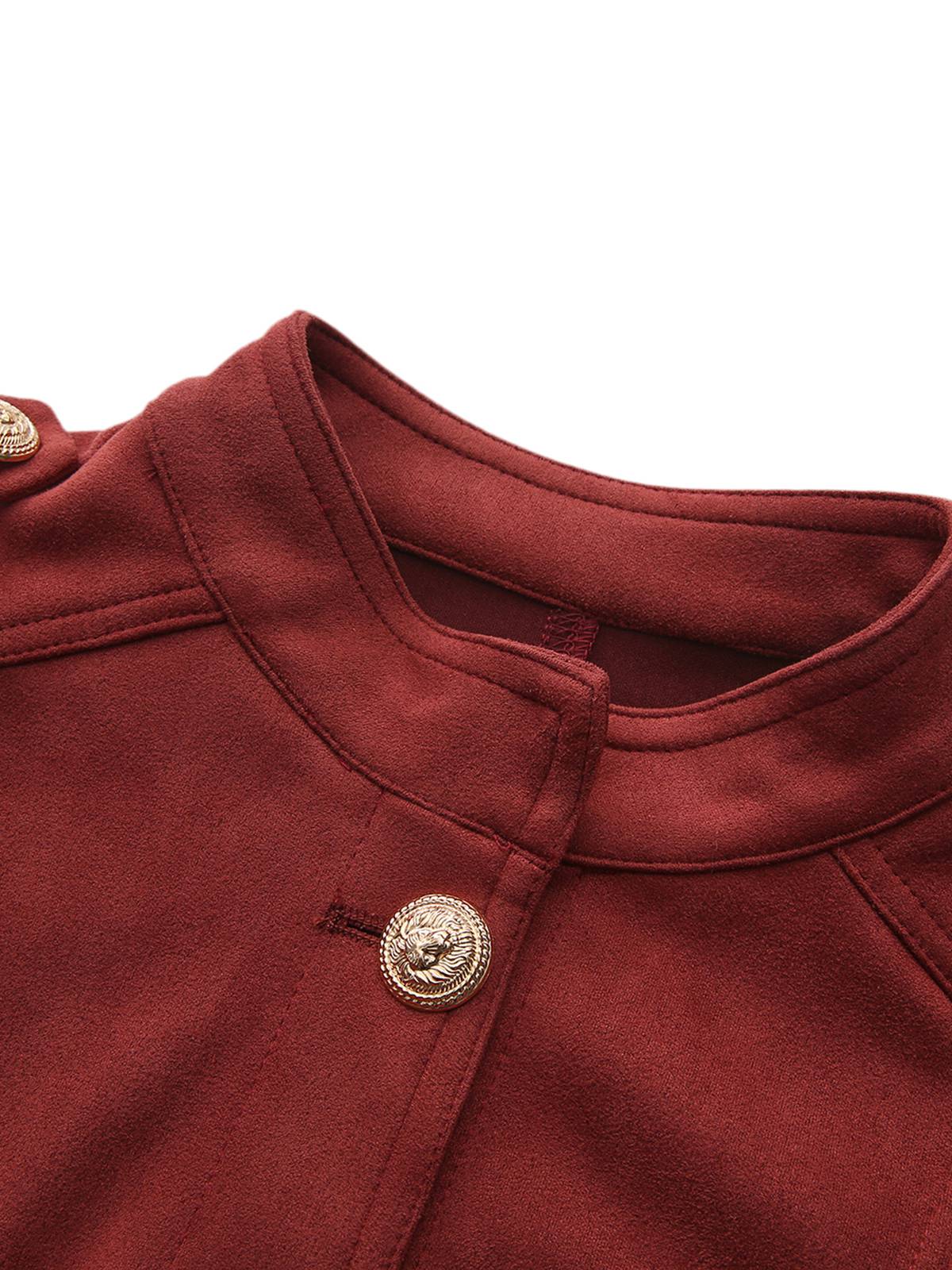 Brown 1980s Stand Collar Suede Cropped Jacket - Image 4