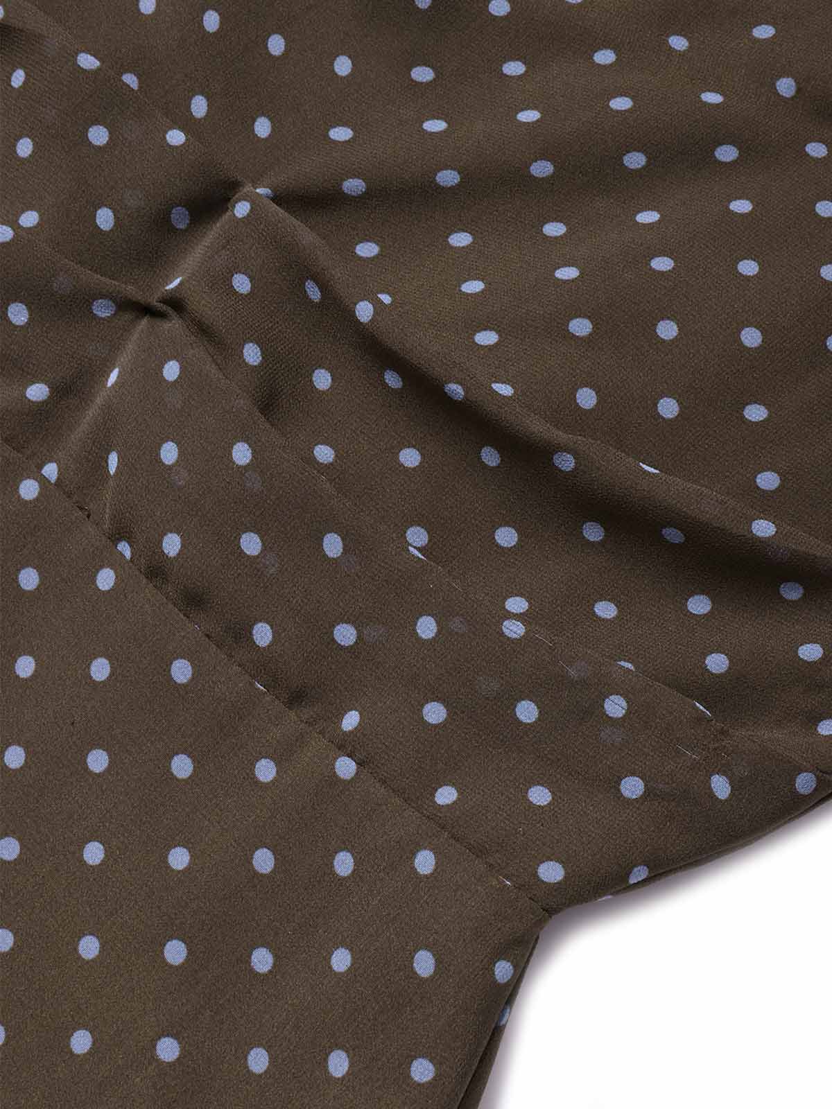[Pre-Sale] Brown 2000s Polka Dot Asymmetric Tie-Neck Chiffon Dress - Image 5