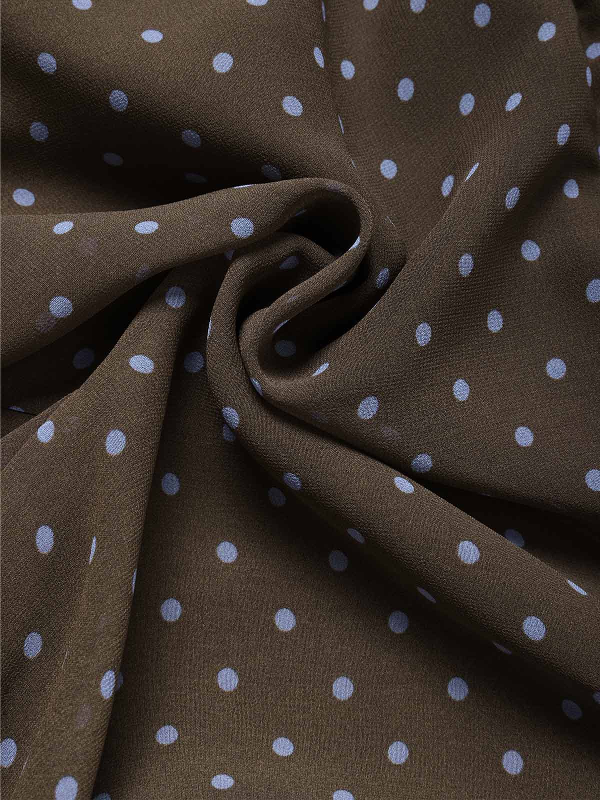 [Pre-Sale] Brown 2000s Polka Dot Asymmetric Tie-Neck Chiffon Dress - Image 6
