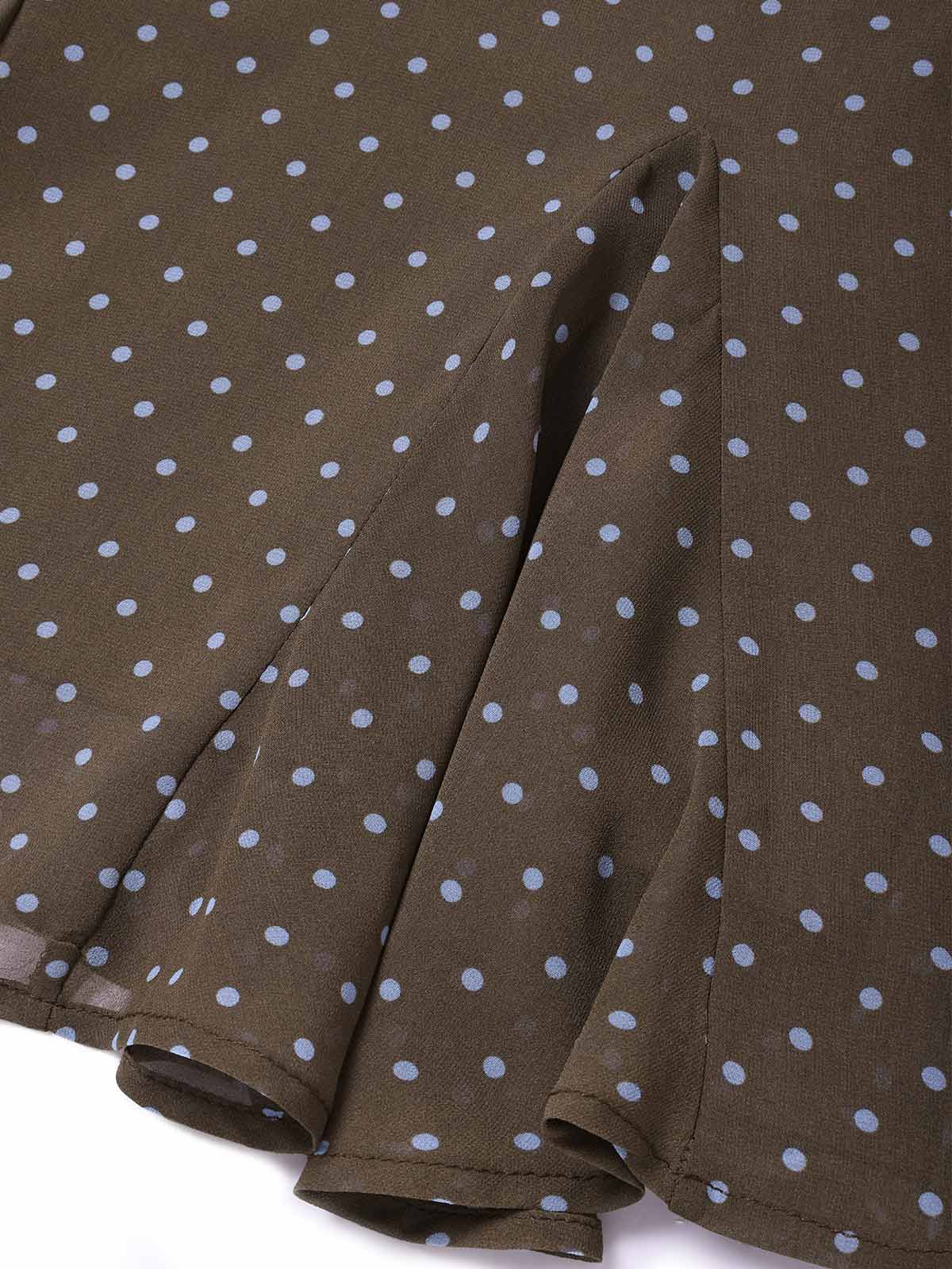 [Pre-Sale] Brown 2000s Polka Dot Asymmetric Tie-Neck Chiffon Dress - Image 7