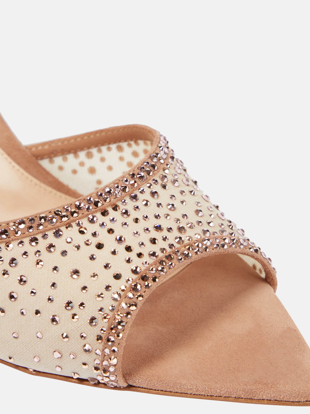 Brown Pointed Rhinestoned Stiletto Heel Slippers - Image 3