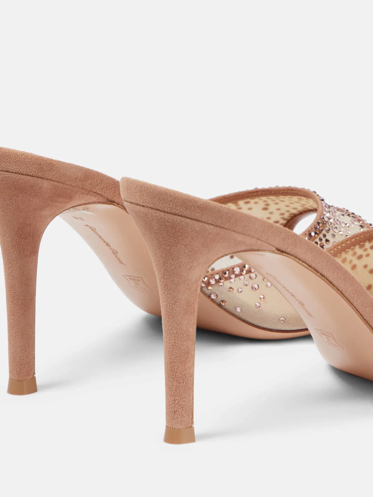 Brown Pointed Rhinestoned Stiletto Heel Slippers - Image 4