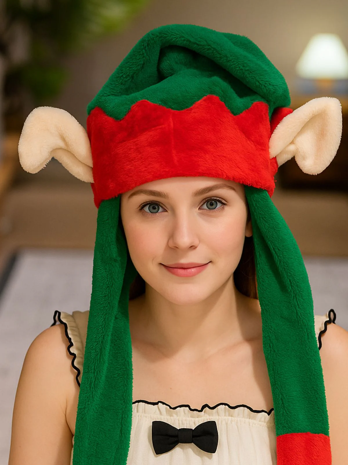 Brown Reindeer Heart-Paw Plush Hat with Moving Ears - Image 2
