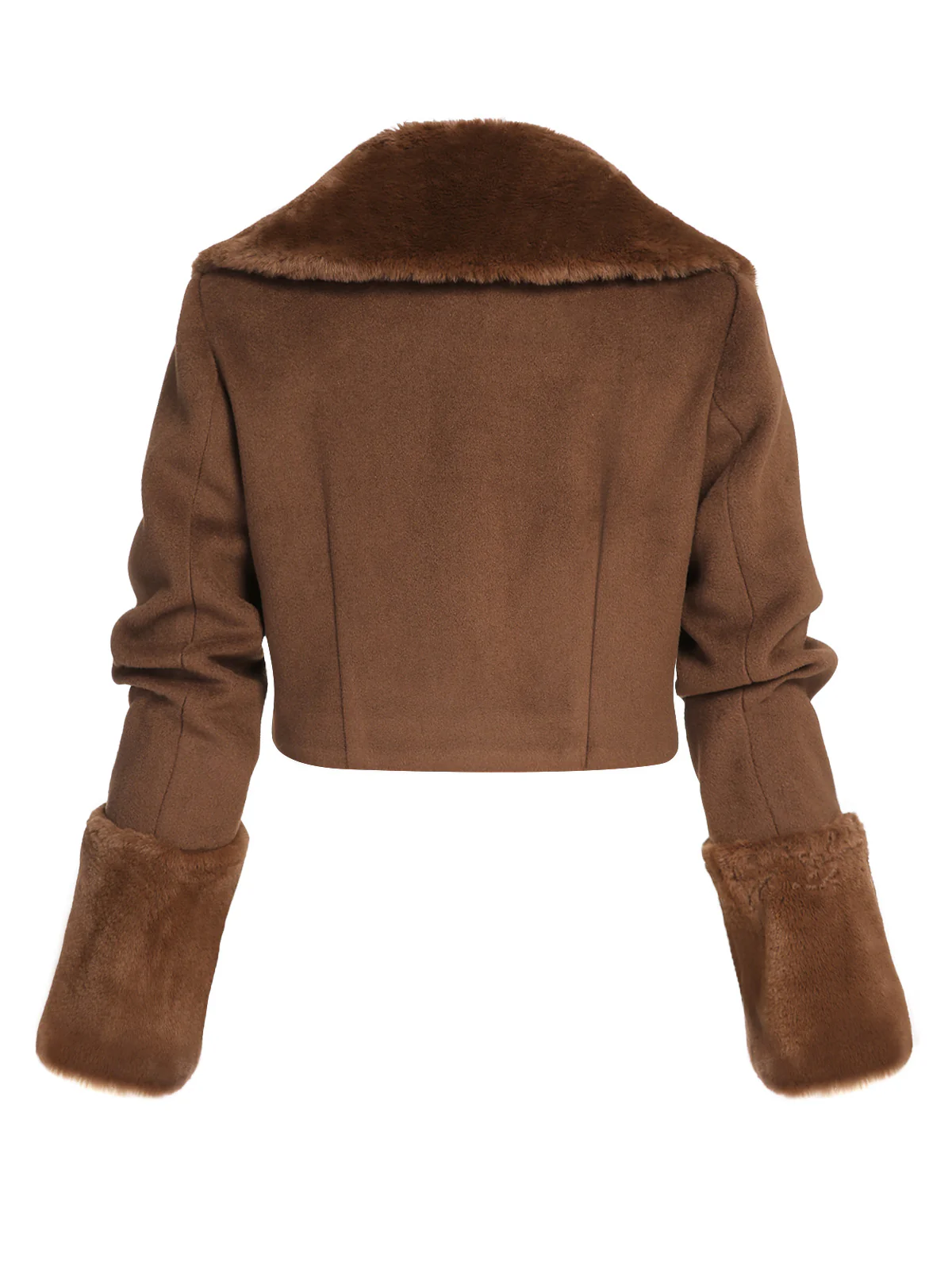 Brown 1950s Retro Fur Collar Bolero Jacket - Image 4