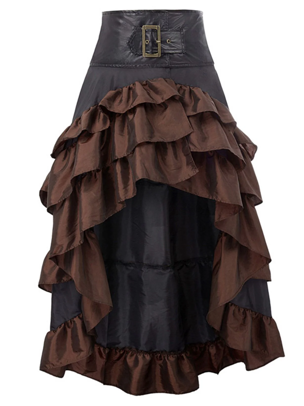 Black Ruffle Patchwork Irregular Skirt - Image 5