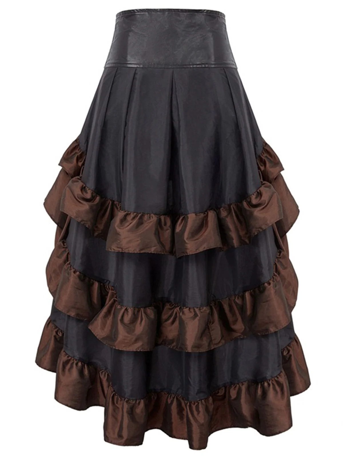 Black Ruffle Patchwork Irregular Skirt - Image 4