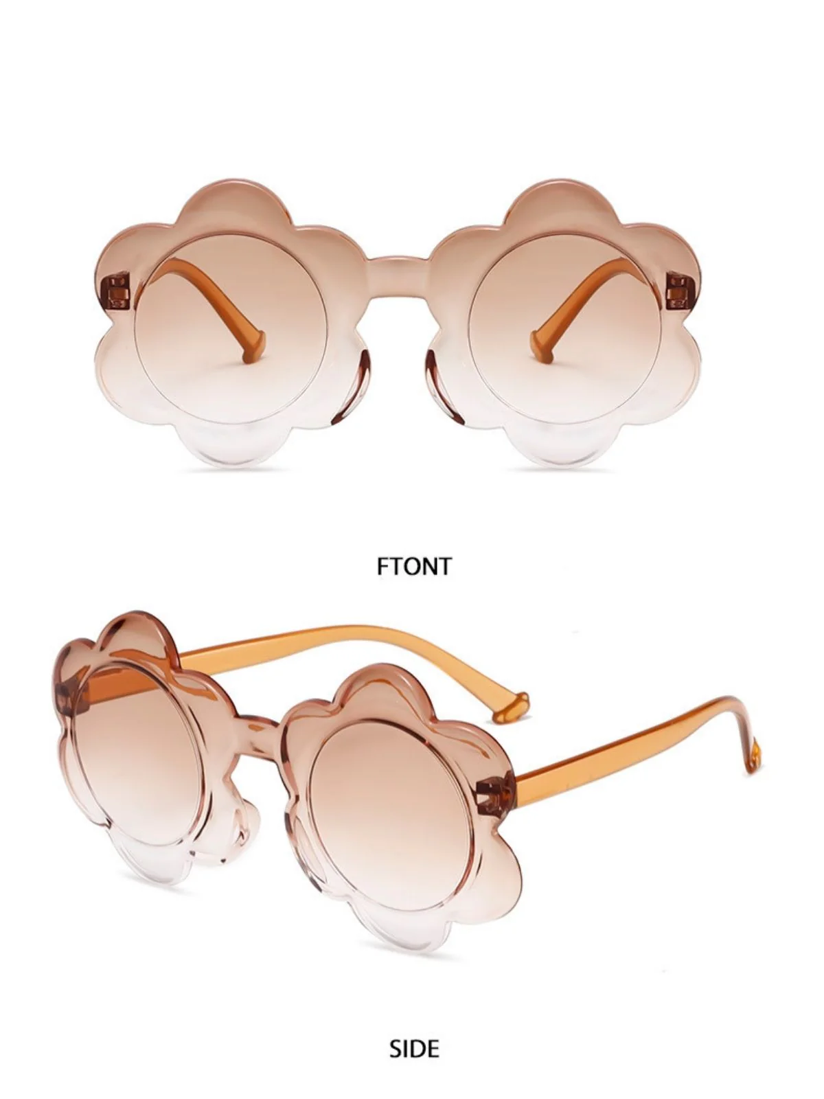 Vintage Gradient Floral-Shaped Rimless Sunglasses - Image 4