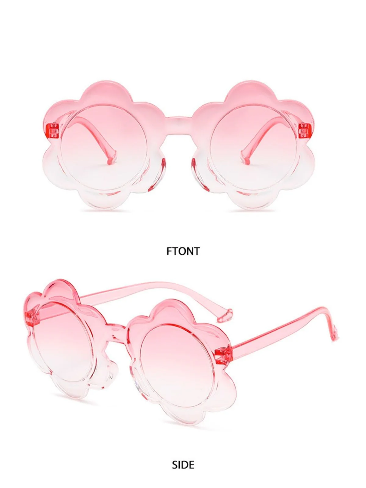 Vintage Gradient Floral-Shaped Rimless Sunglasses - Image 6