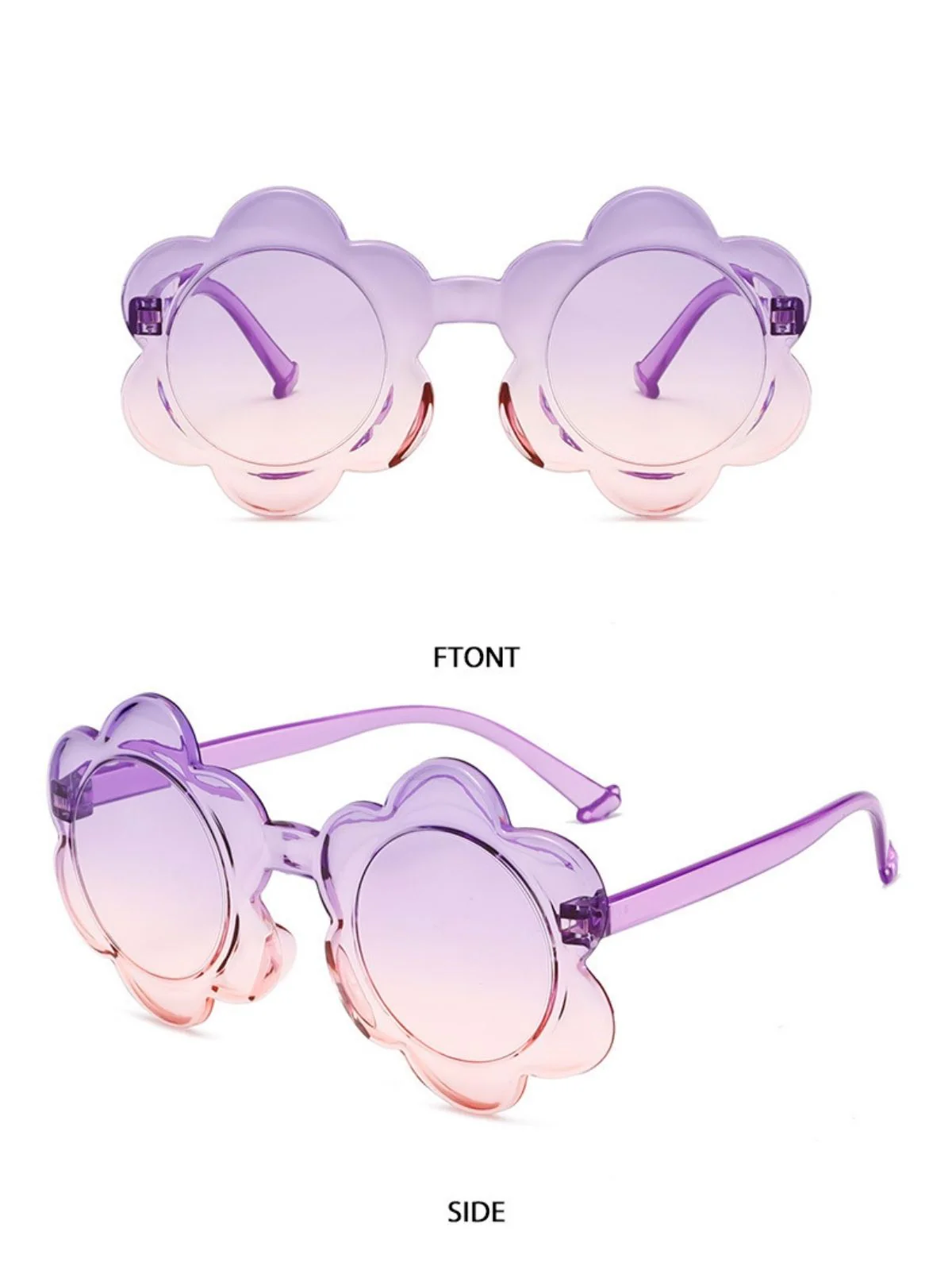 Vintage Gradient Floral-Shaped Rimless Sunglasses - Image 2