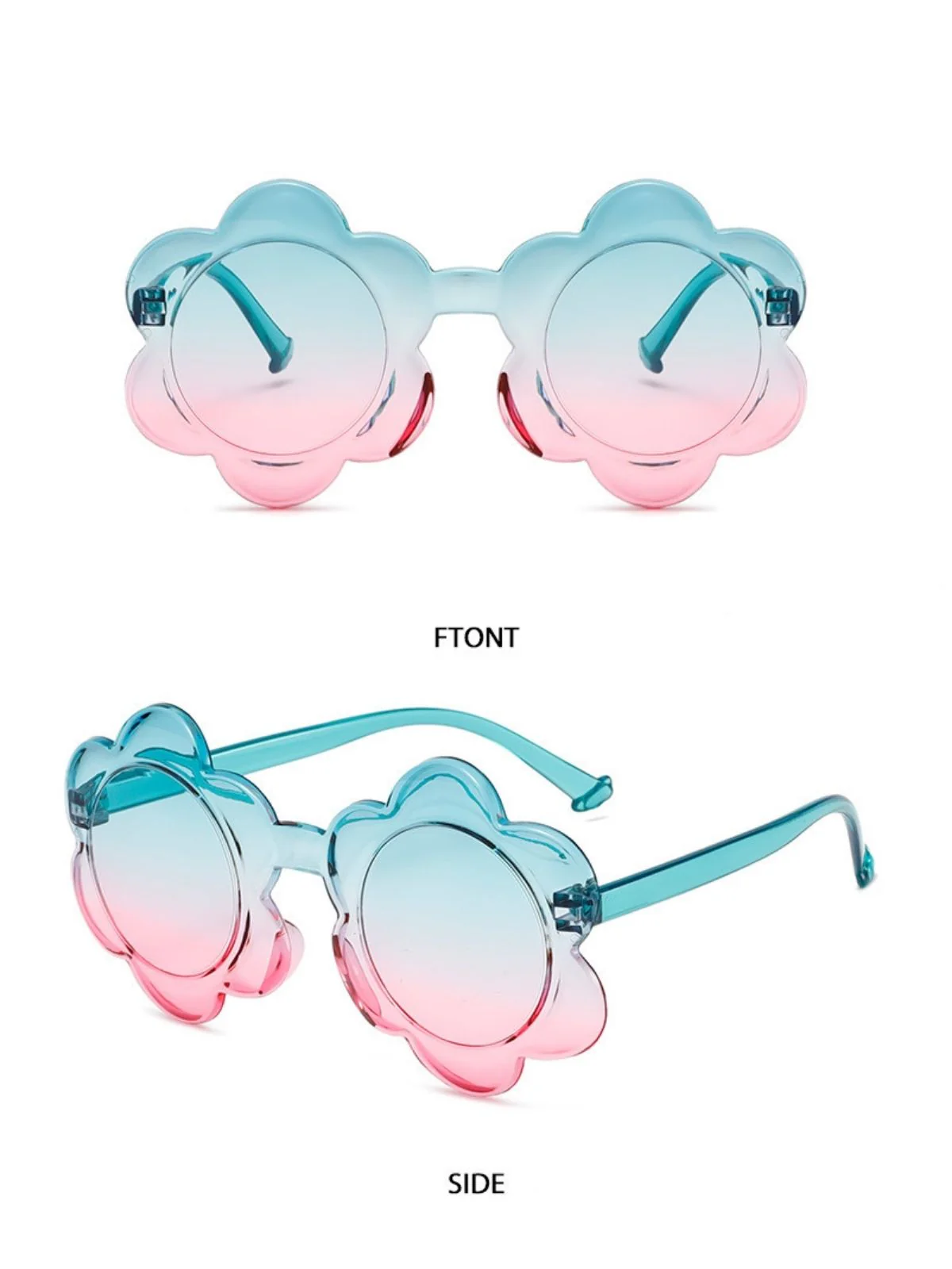 Vintage Gradient Floral-Shaped Rimless Sunglasses - Image 3
